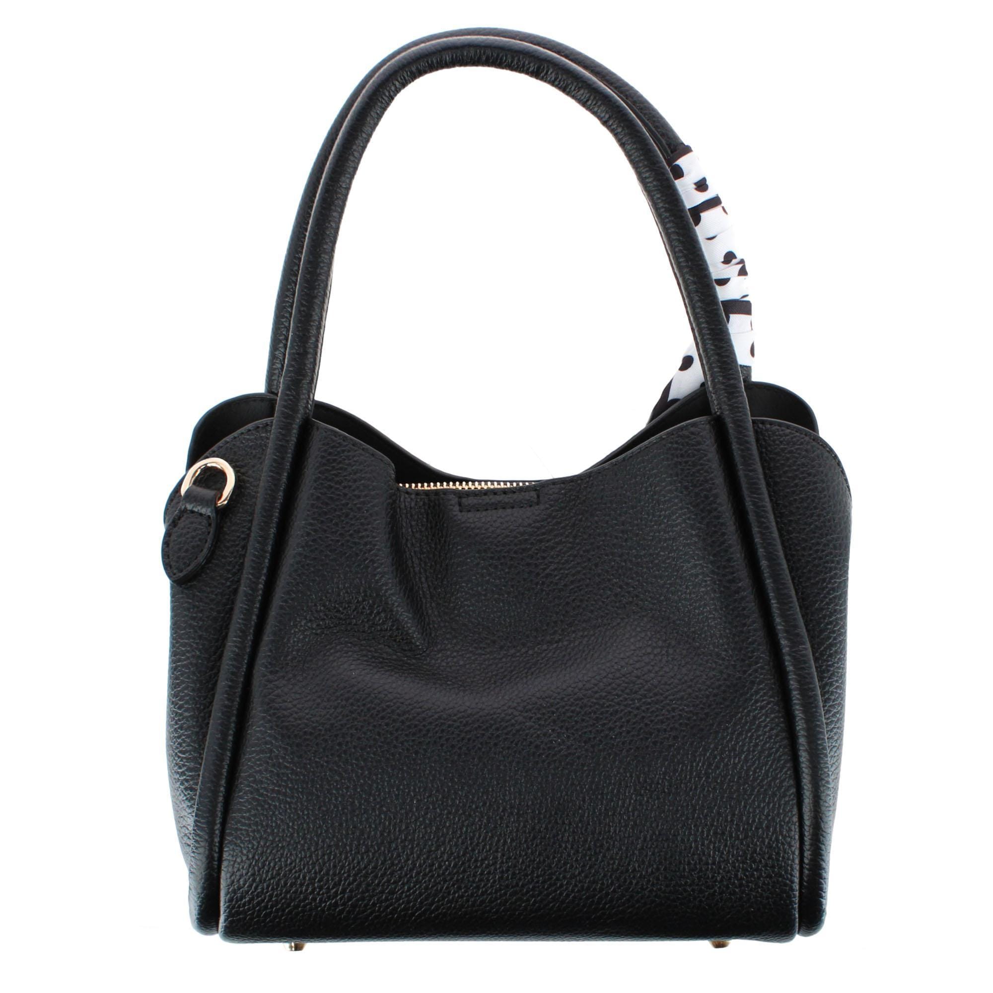 CTM® Women's Synthetic Leather Shoulder Handbag with Coordinating Scarf - Black