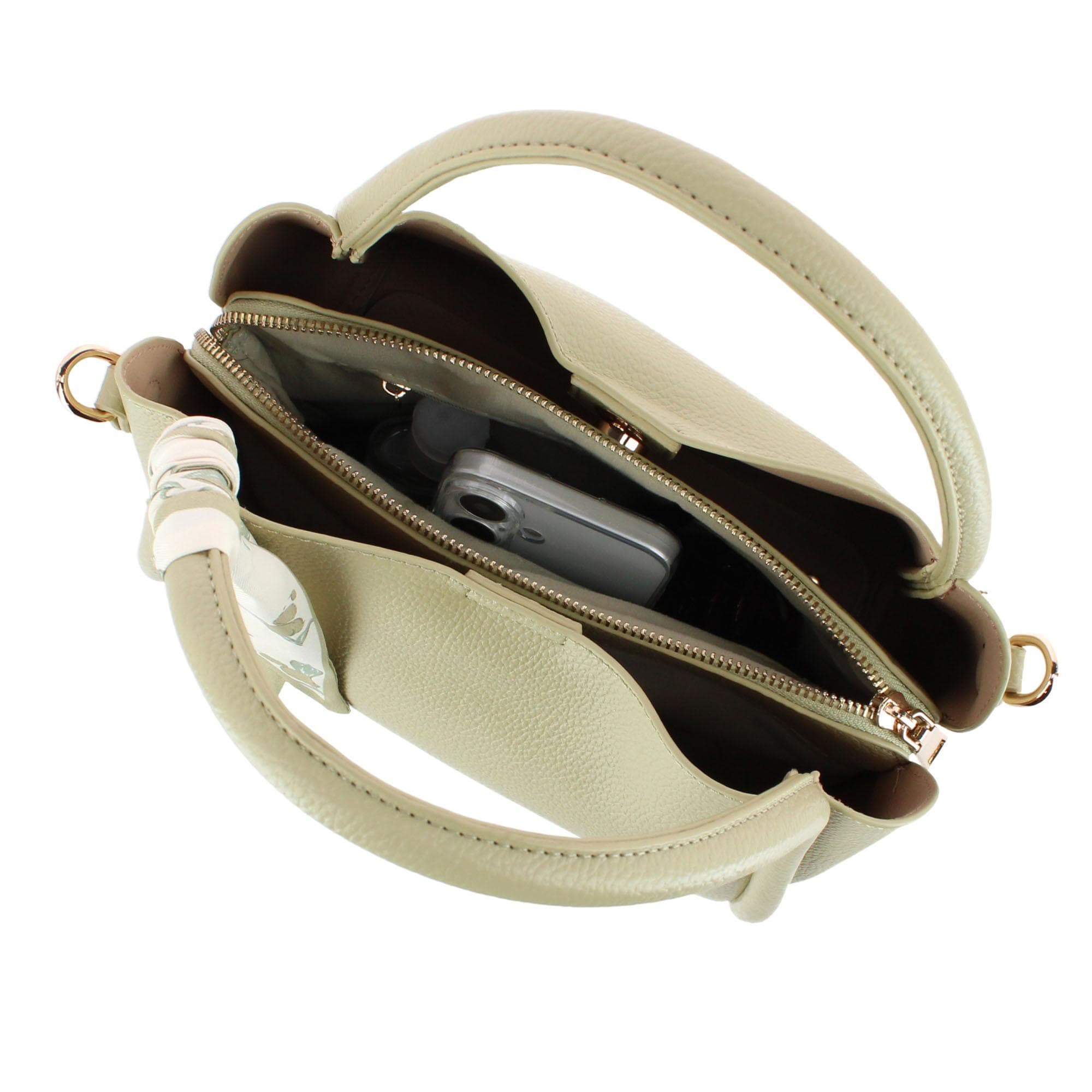 CTM® Women's Synthetic Leather Shoulder Handbag with Coordinating Scarf - Sage Green