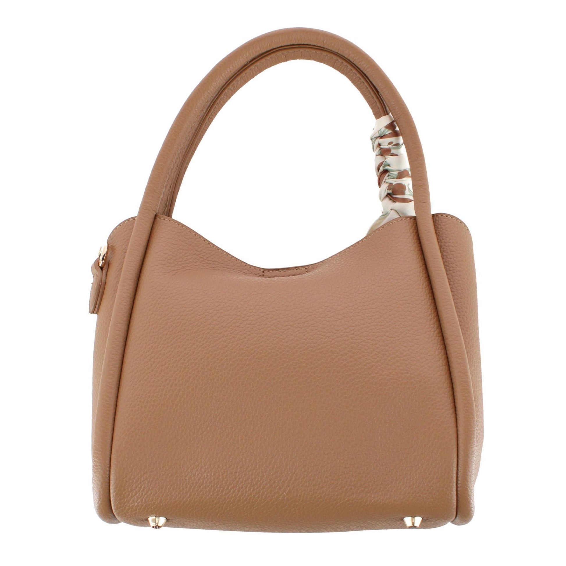 CTM® Women's Synthetic Leather Shoulder Handbag with Coordinating Scarf - Tan
