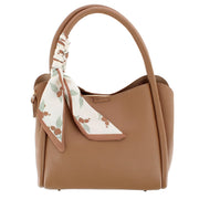 Women's Synthetic Leather Shoulder Handbag with Coordinating Scarf