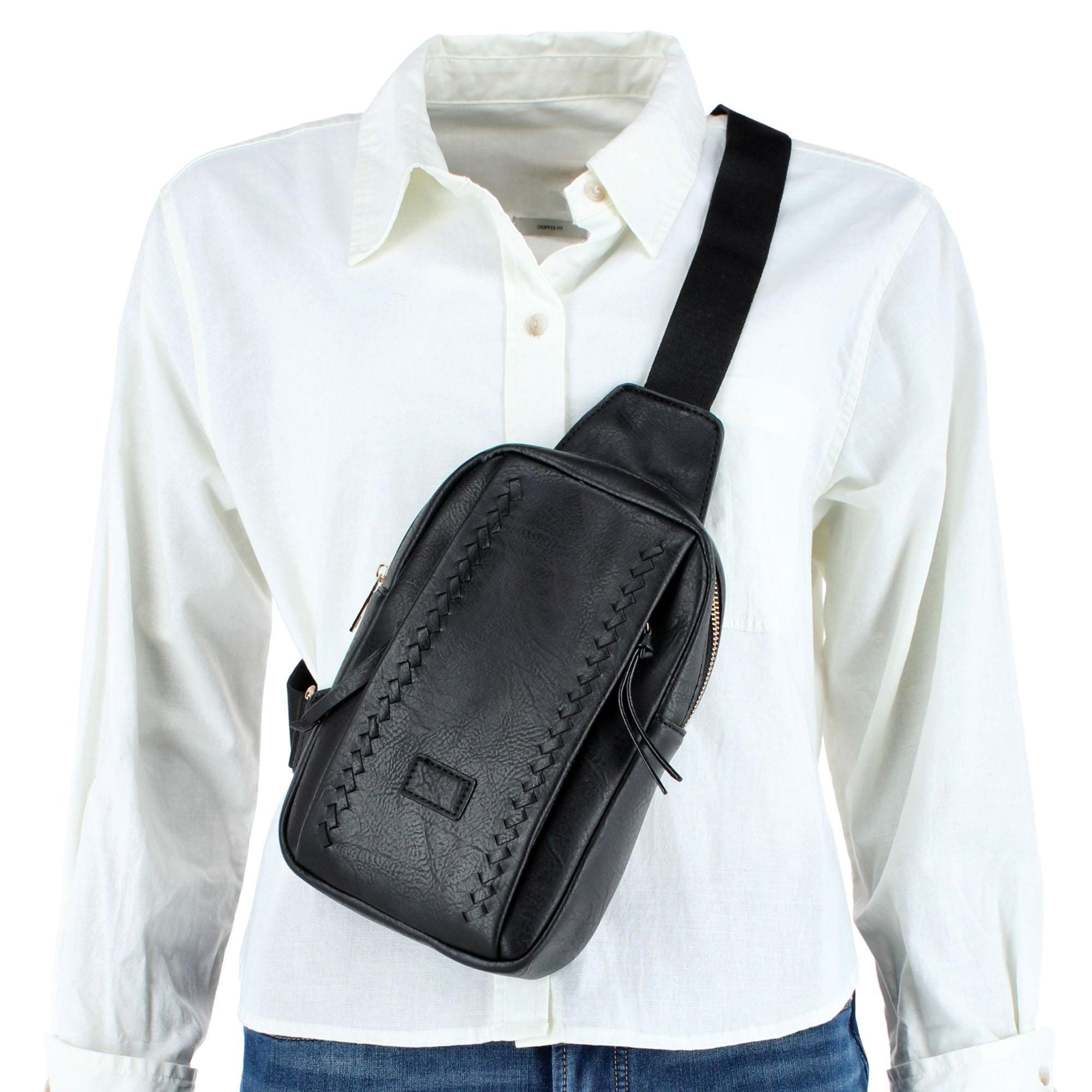 CTM® Women's Western Lace Sling Crossbody Bag - Black