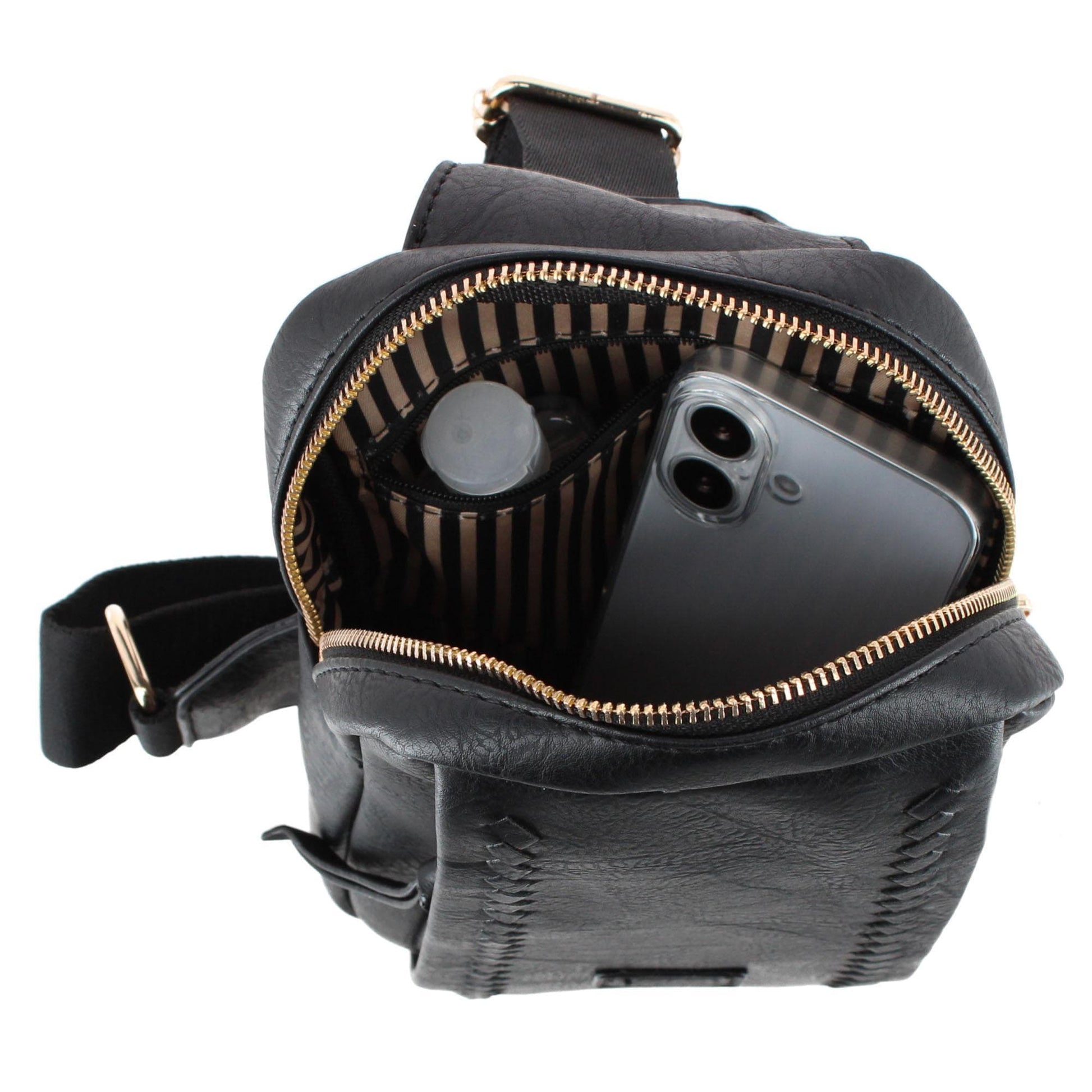 CTM® Women's Western Lace Sling Crossbody Bag - Black
