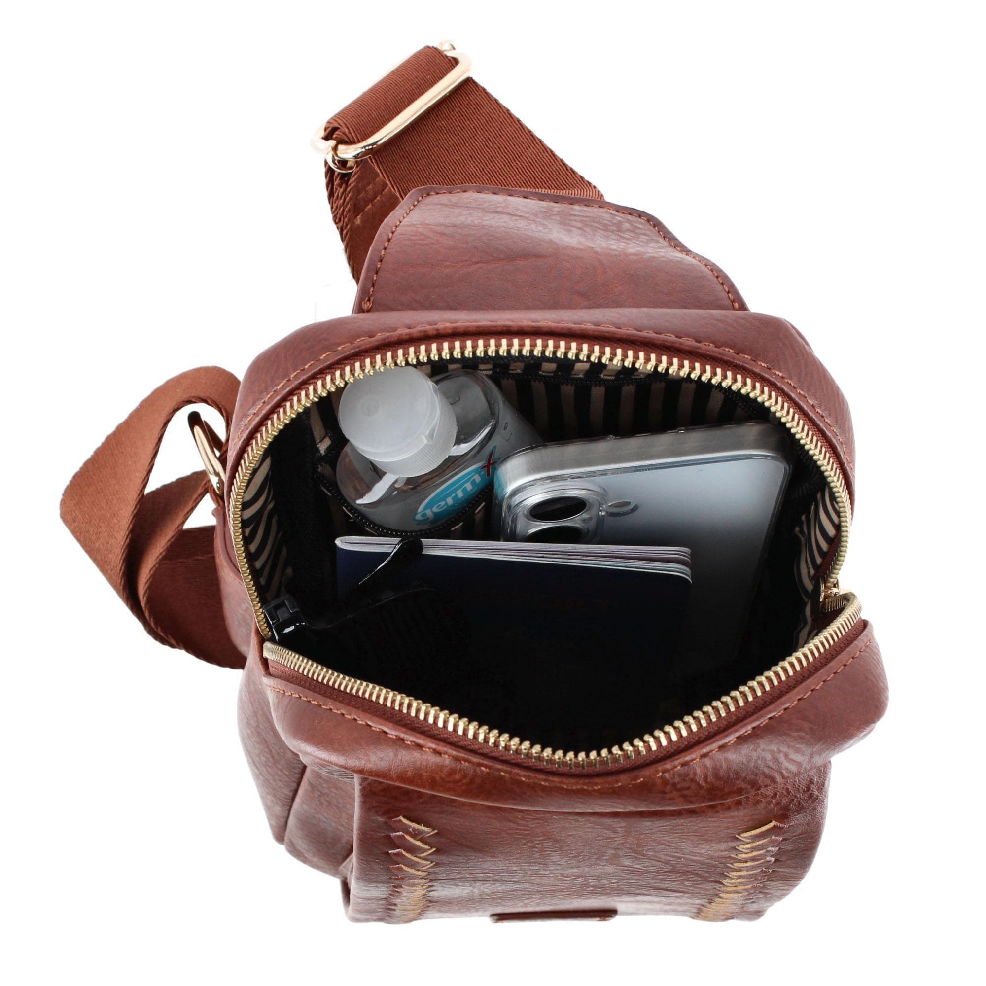 CTM® Women's Western Lace Sling Crossbody Bag - Brown