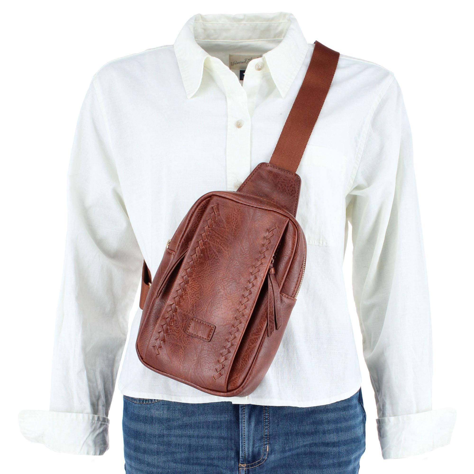 CTM® Women's Western Lace Sling Crossbody Bag - Brown