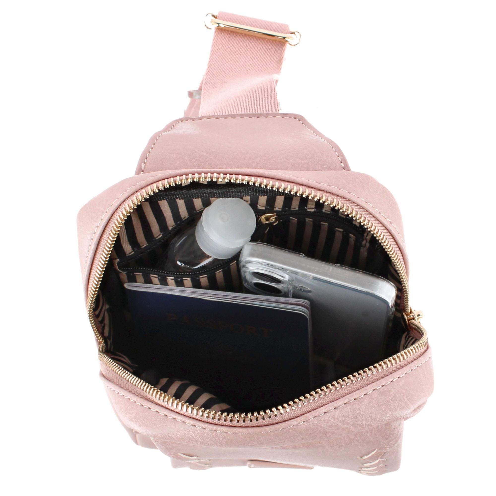 CTM® Women's Western Lace Sling Crossbody Bag - Pink