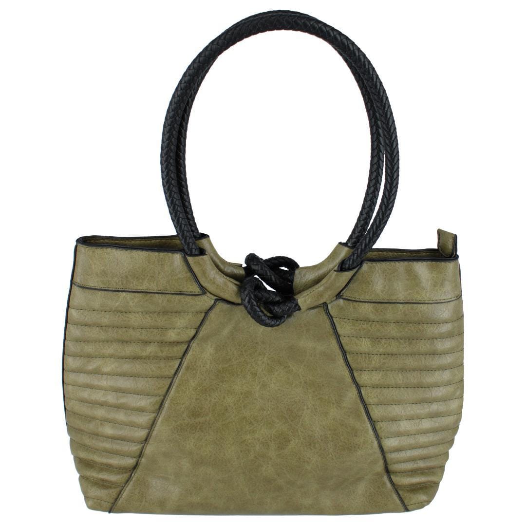 CTM® Women's Textured Synthetic Leather Tote Handbag with Handle