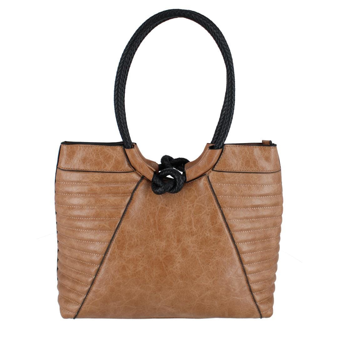 CTM® Women's Textured Synthetic Leather Tote Handbag with Handle