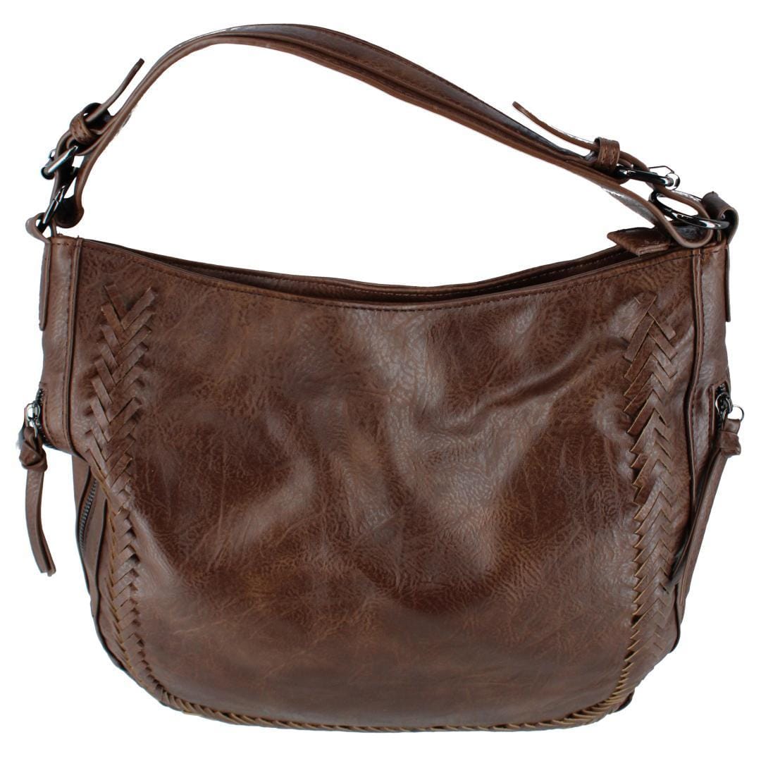 CTM® Women's Synthetic Leather Adjustable Slouch Shoulder Handbag - Brown