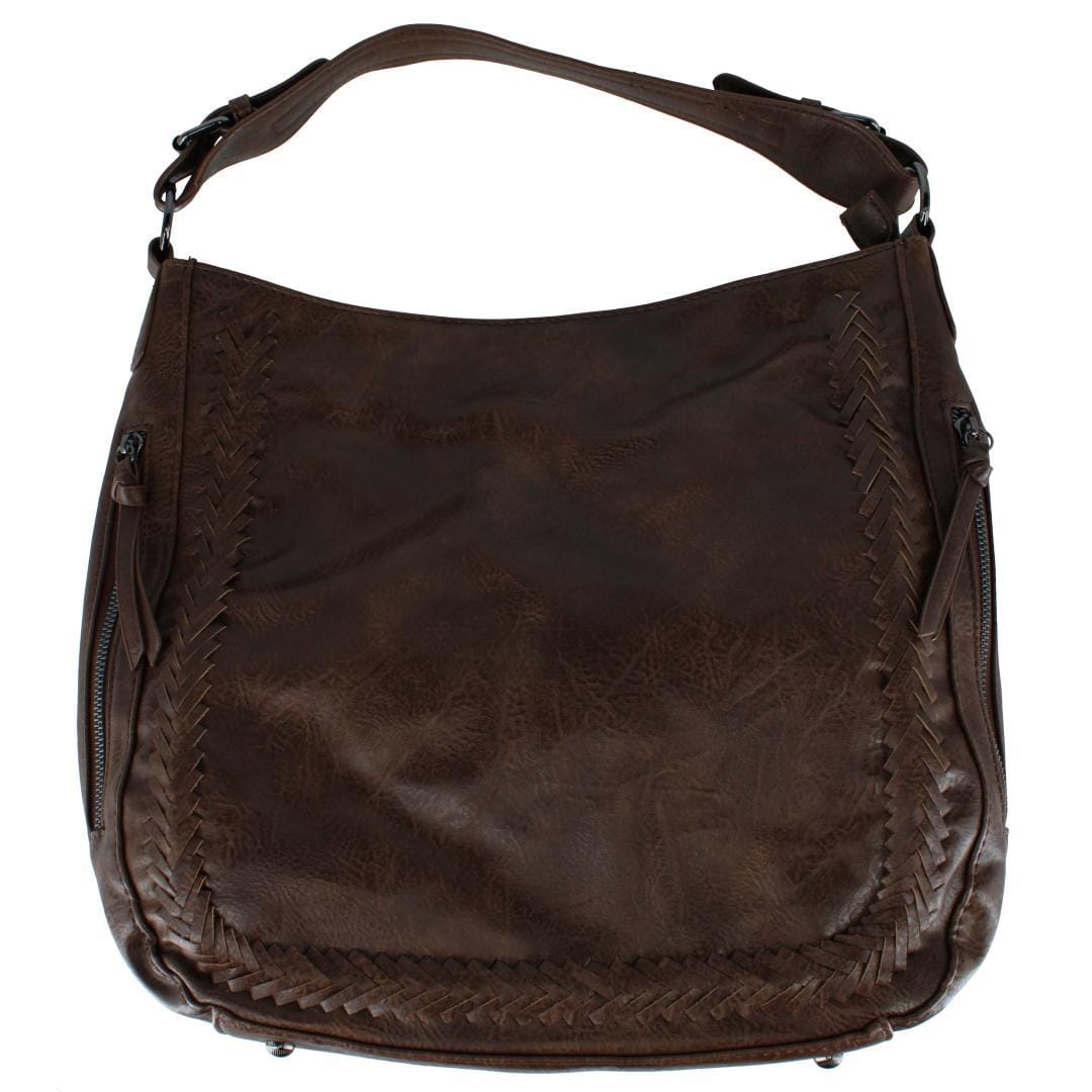 CTM® Women's Synthetic Leather Adjustable Slouch Shoulder Handbag - Brown