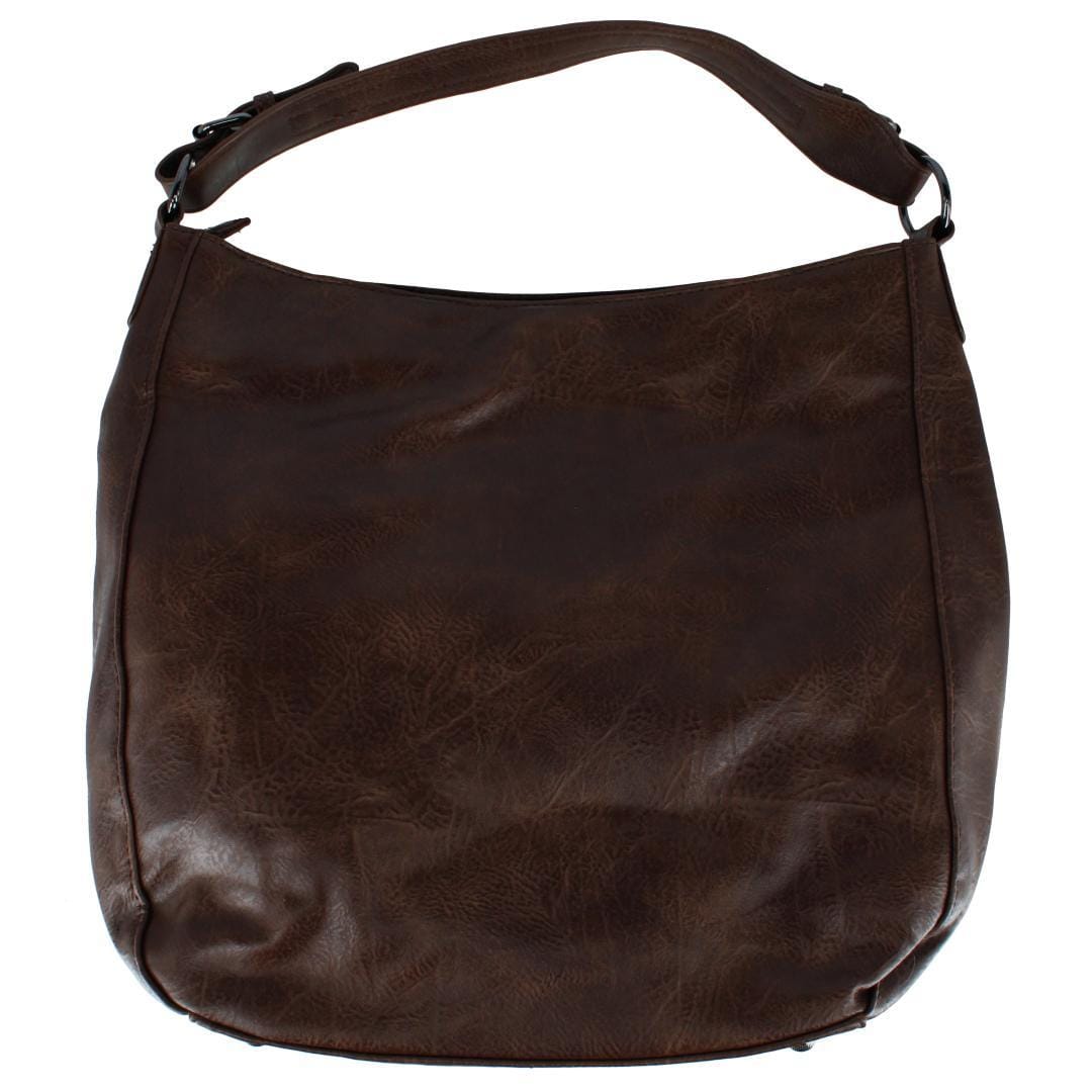 CTM® Women's Synthetic Leather Adjustable Slouch Shoulder Handbag - Brown