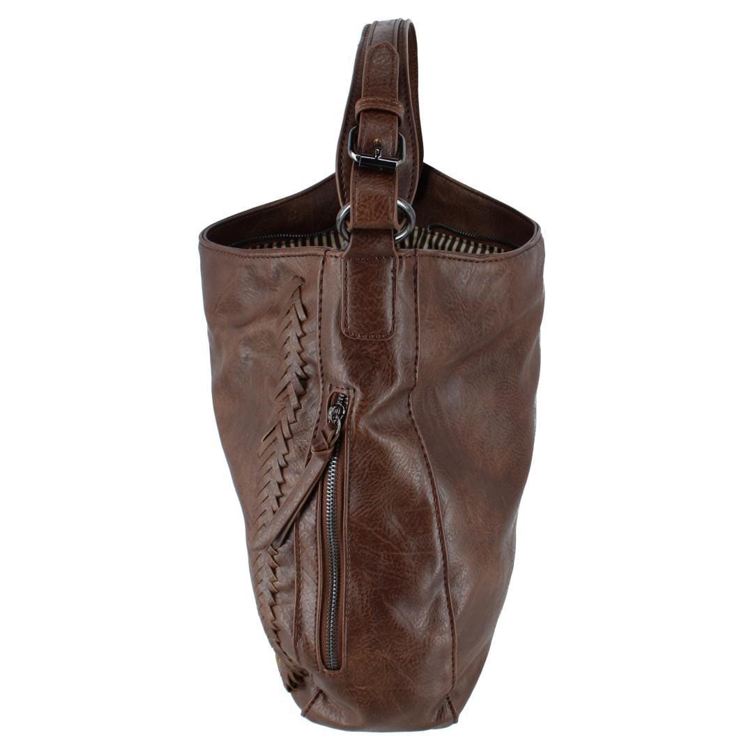 CTM® Women's Synthetic Leather Adjustable Slouch Shoulder Handbag - Brown