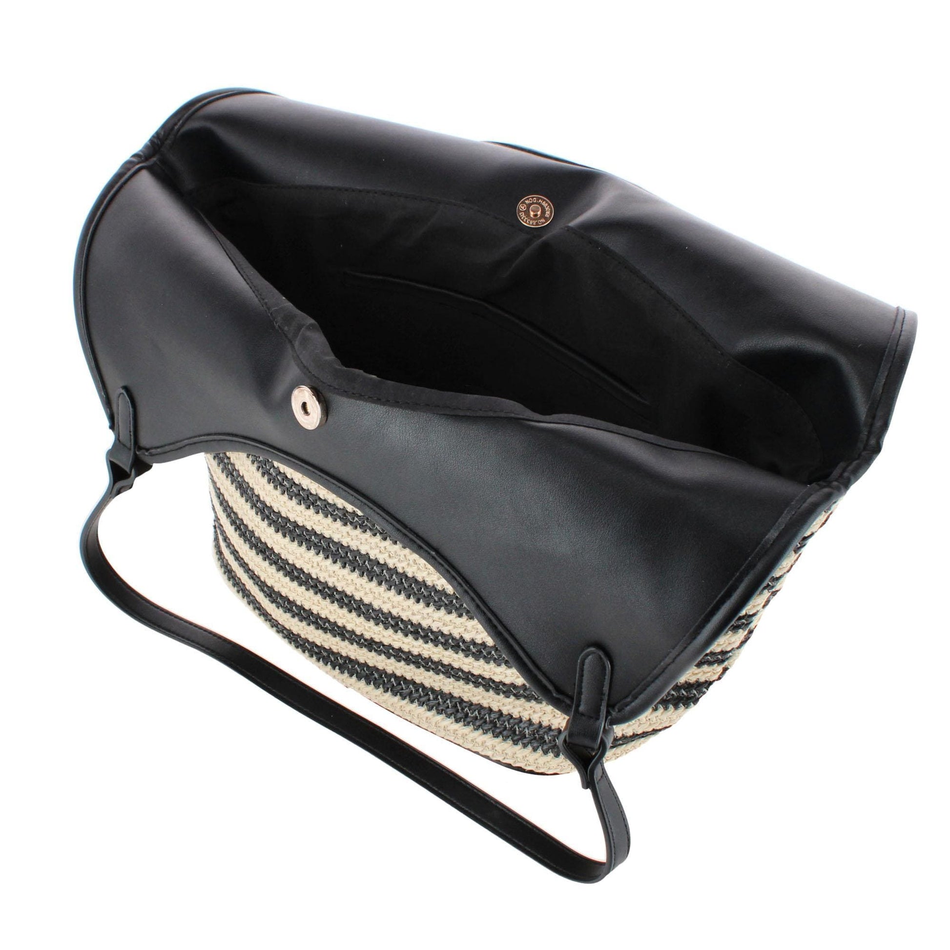 CTM® Women's Synthetic Stripe Tote Handbag - Black
