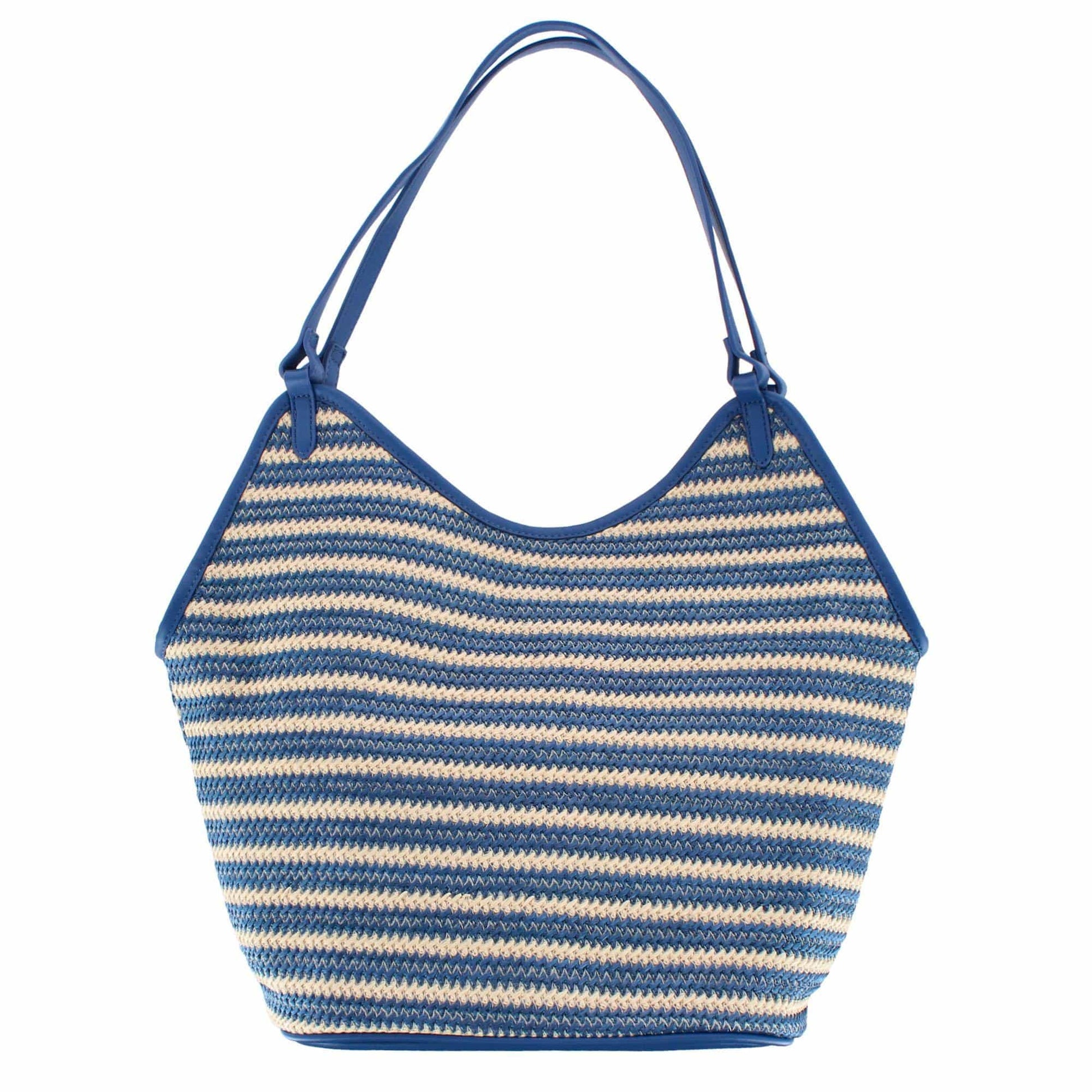 CTM® Women's Synthetic Stripe Tote Handbag - Blue