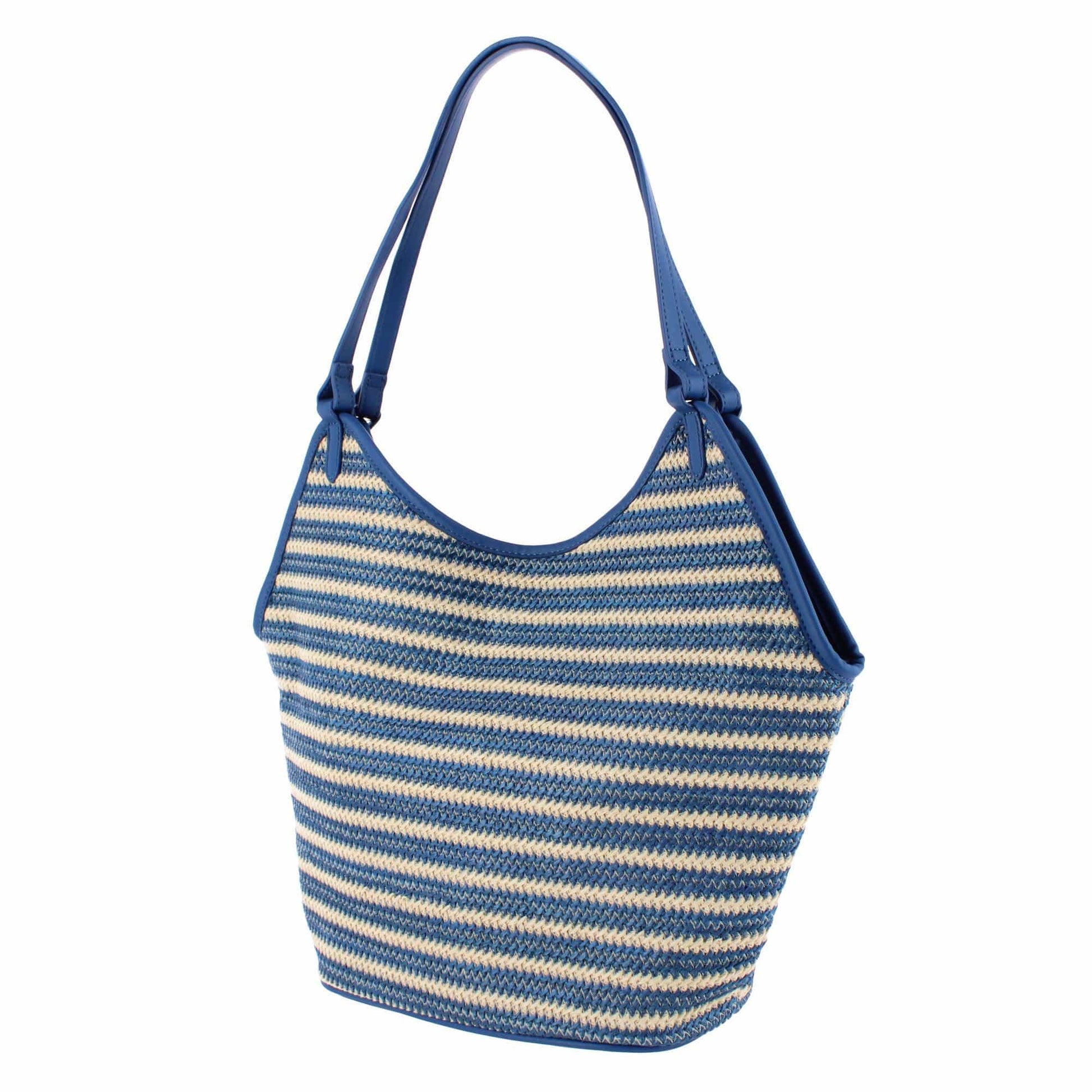 CTM® Women's Synthetic Stripe Tote Handbag - Blue