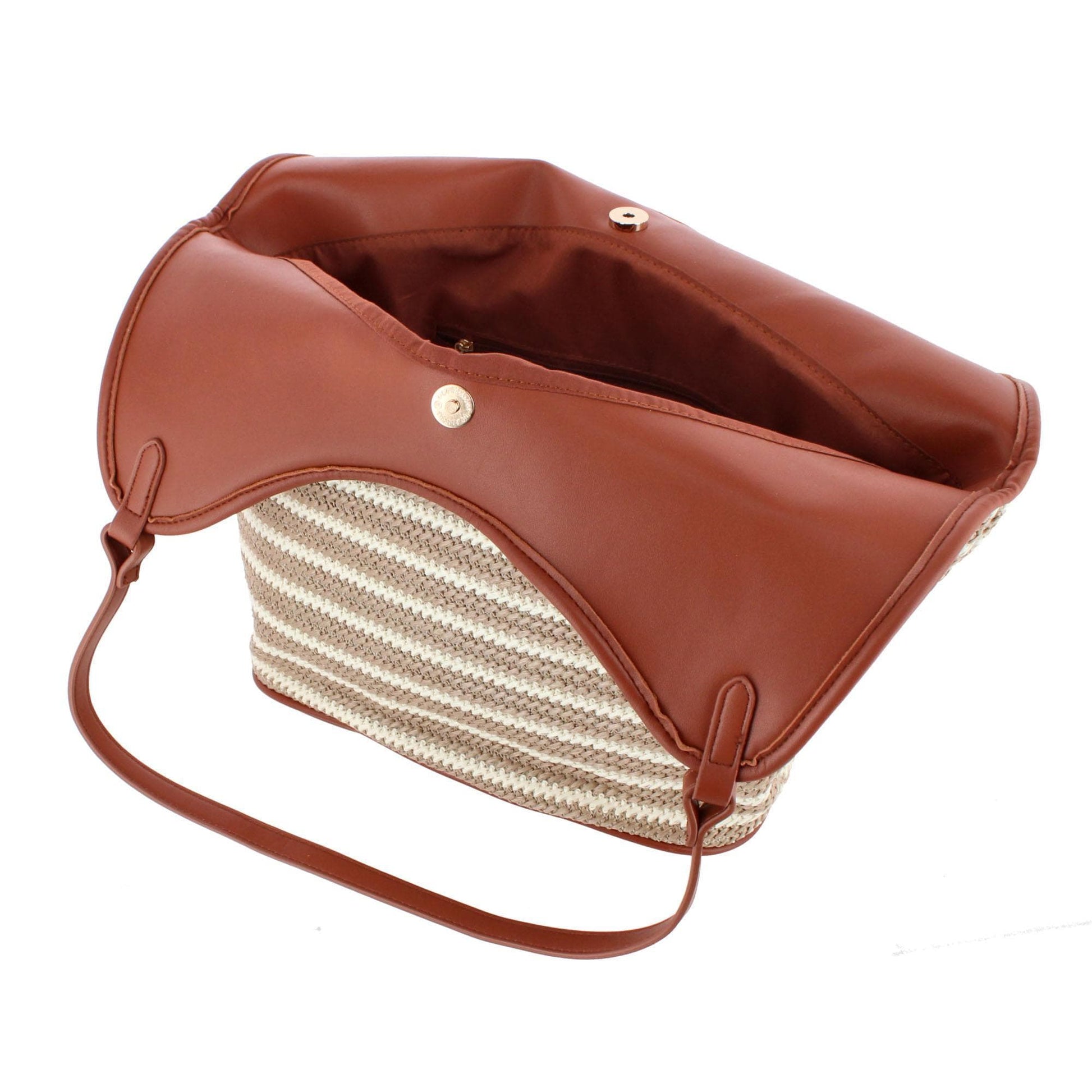 CTM® Women's Synthetic Stripe Tote Handbag - Brown