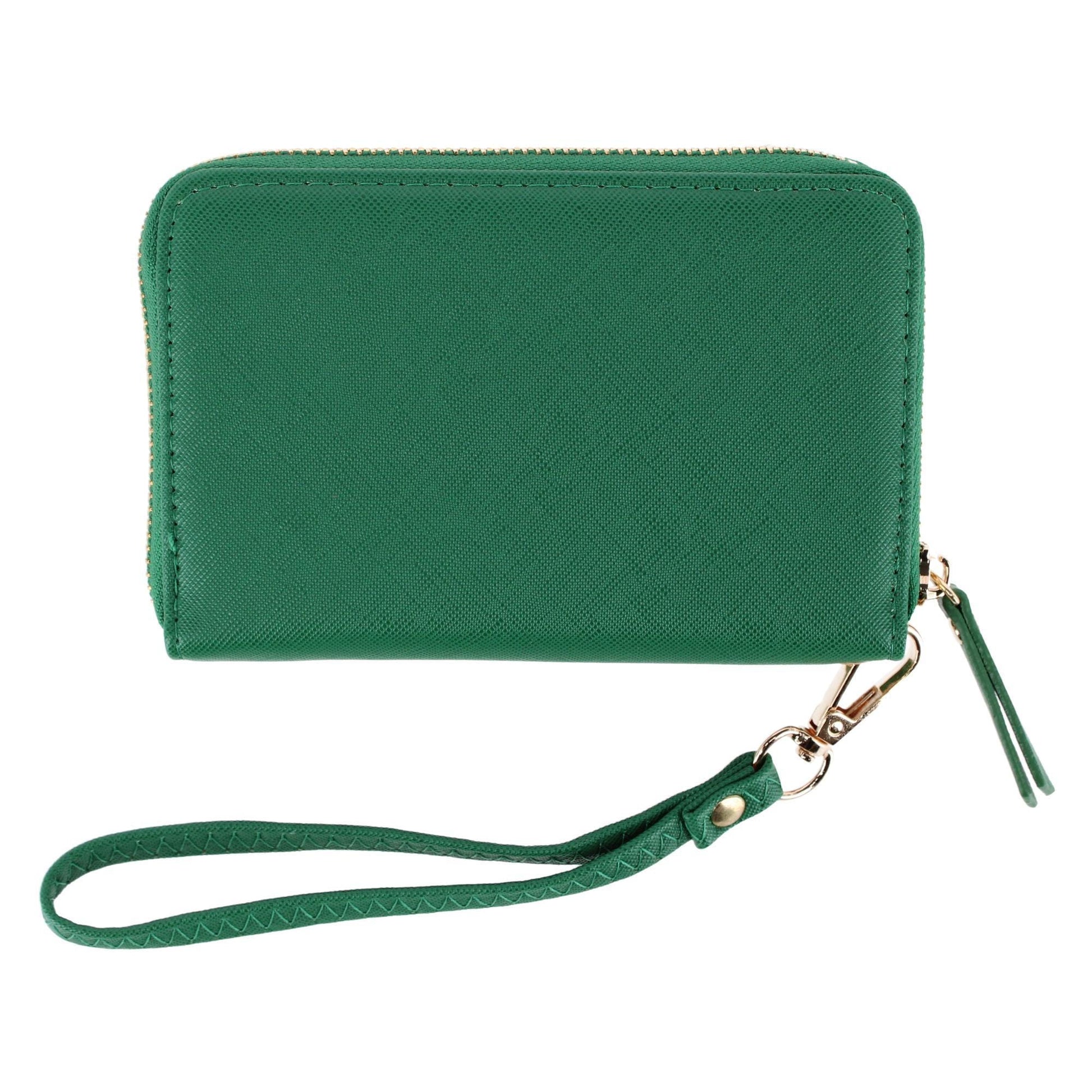 CTM® Women's Premium Faux Leather Zip Around Wristlet Wallet