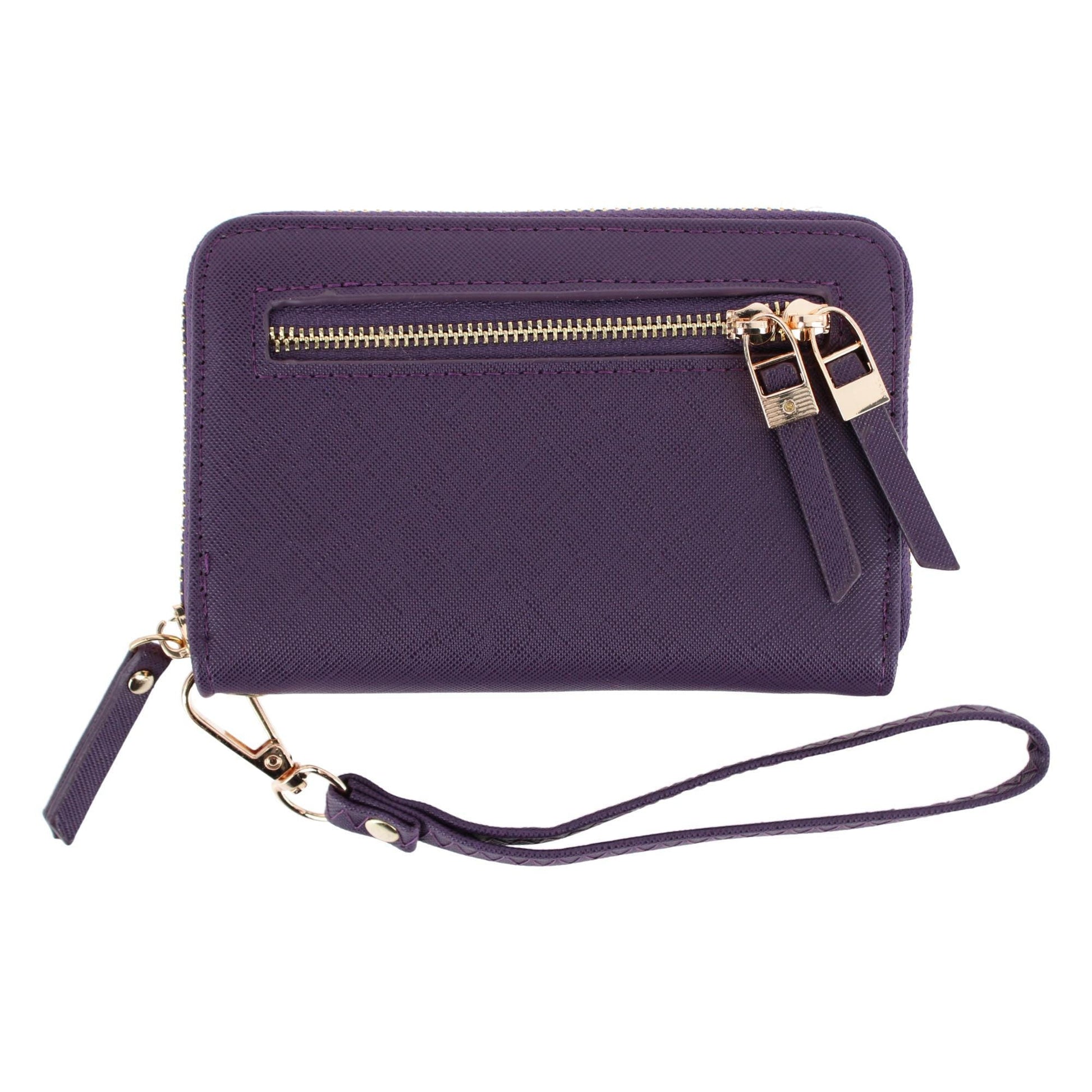 CTM® Women's Premium Faux Leather Zip Around Wristlet Wallet - Purple