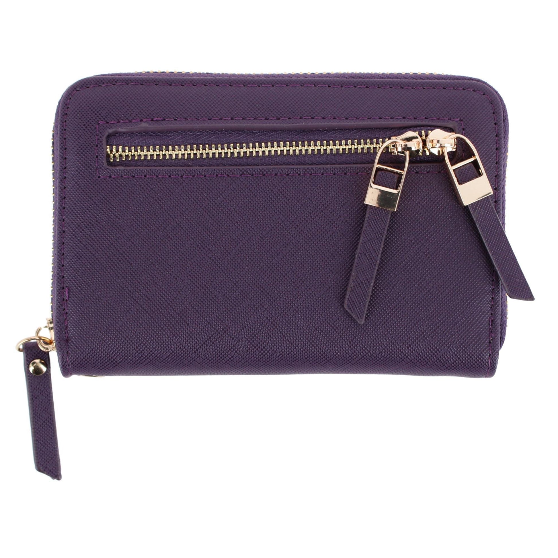 CTM® Women's Premium Faux Leather Zip Around Wristlet Wallet - Purple