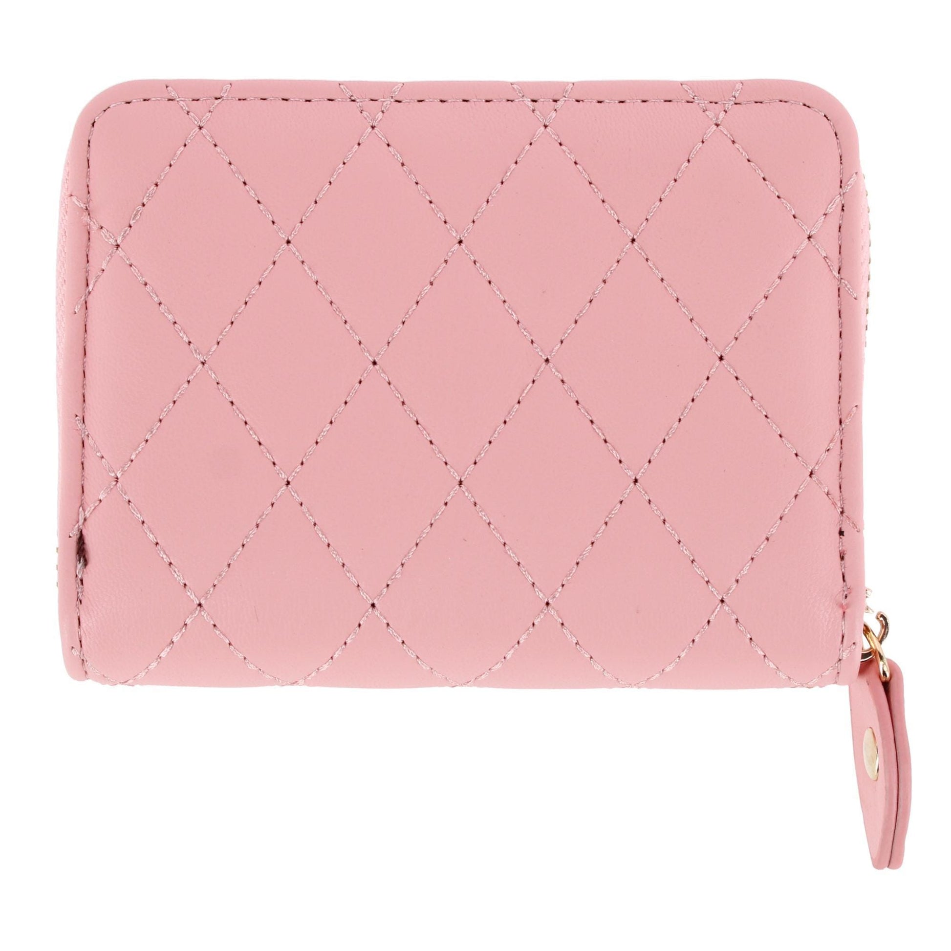 CTM® Women's Premium Faux Leather Quilted Look Zip Around Card Case - Pink