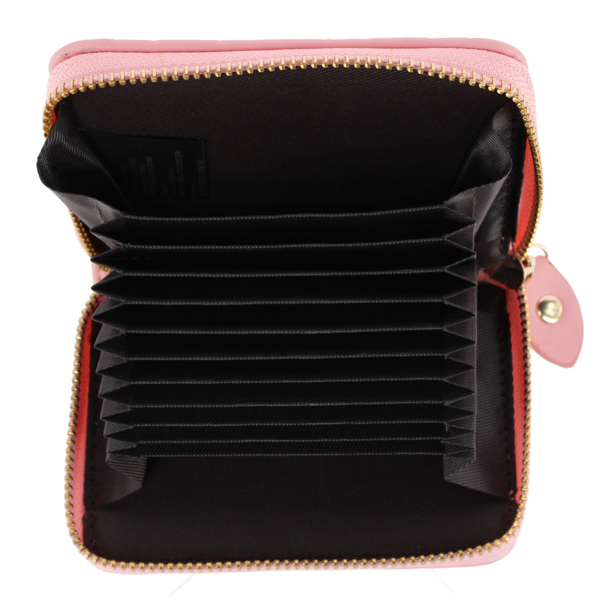 CTM® Women's Premium Faux Leather Quilted Look Zip Around Card Case - Pink