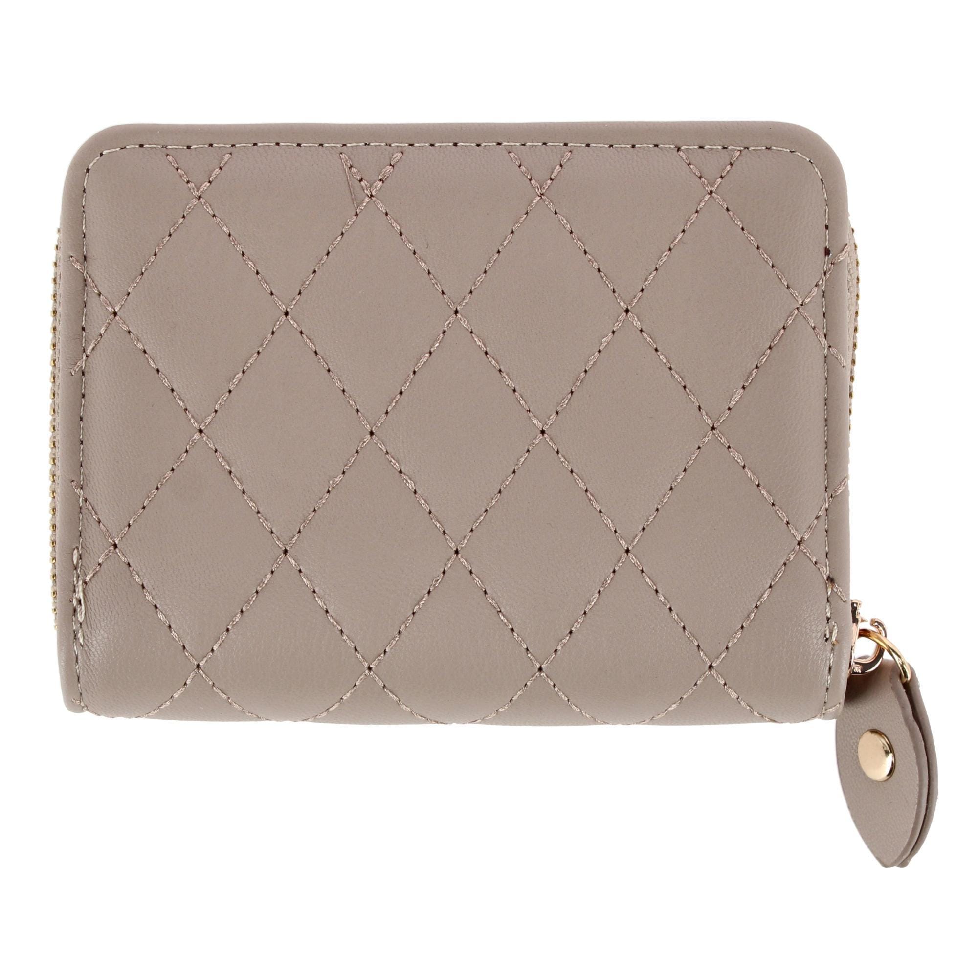 CTM® Women's Premium Faux Leather Quilted Look Zip Around Card Case - Tan