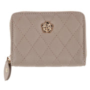 Women's Premium Faux Leather Quilted Look Zip Around Card Case