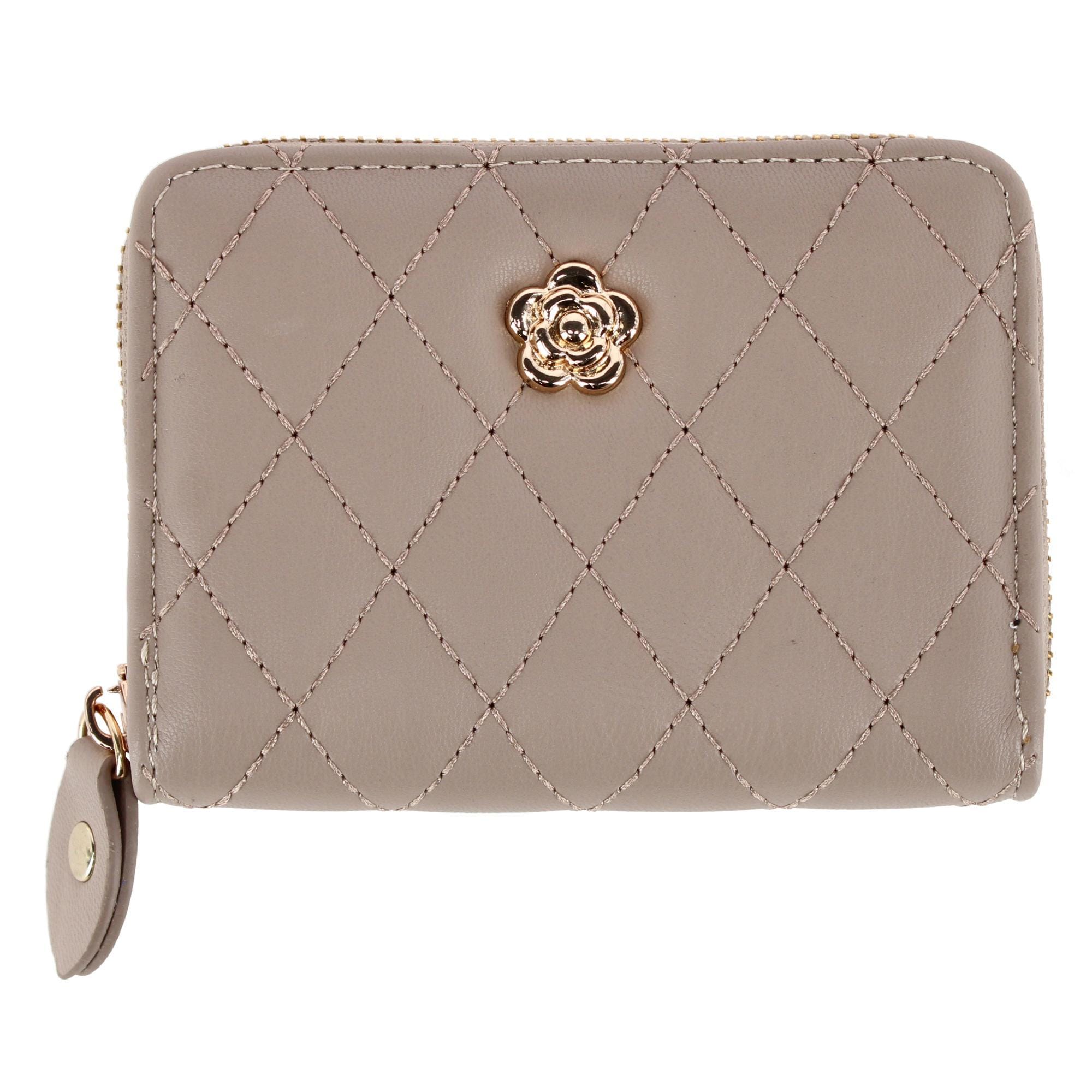 CTM® Women's Premium Faux Leather Quilted Look Zip Around Card Case - Women's Premium Faux Leather Quilted Look Zip Around Card Case