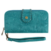Women's Floral Embossed Premium Faux LeatherWristlet Wallet