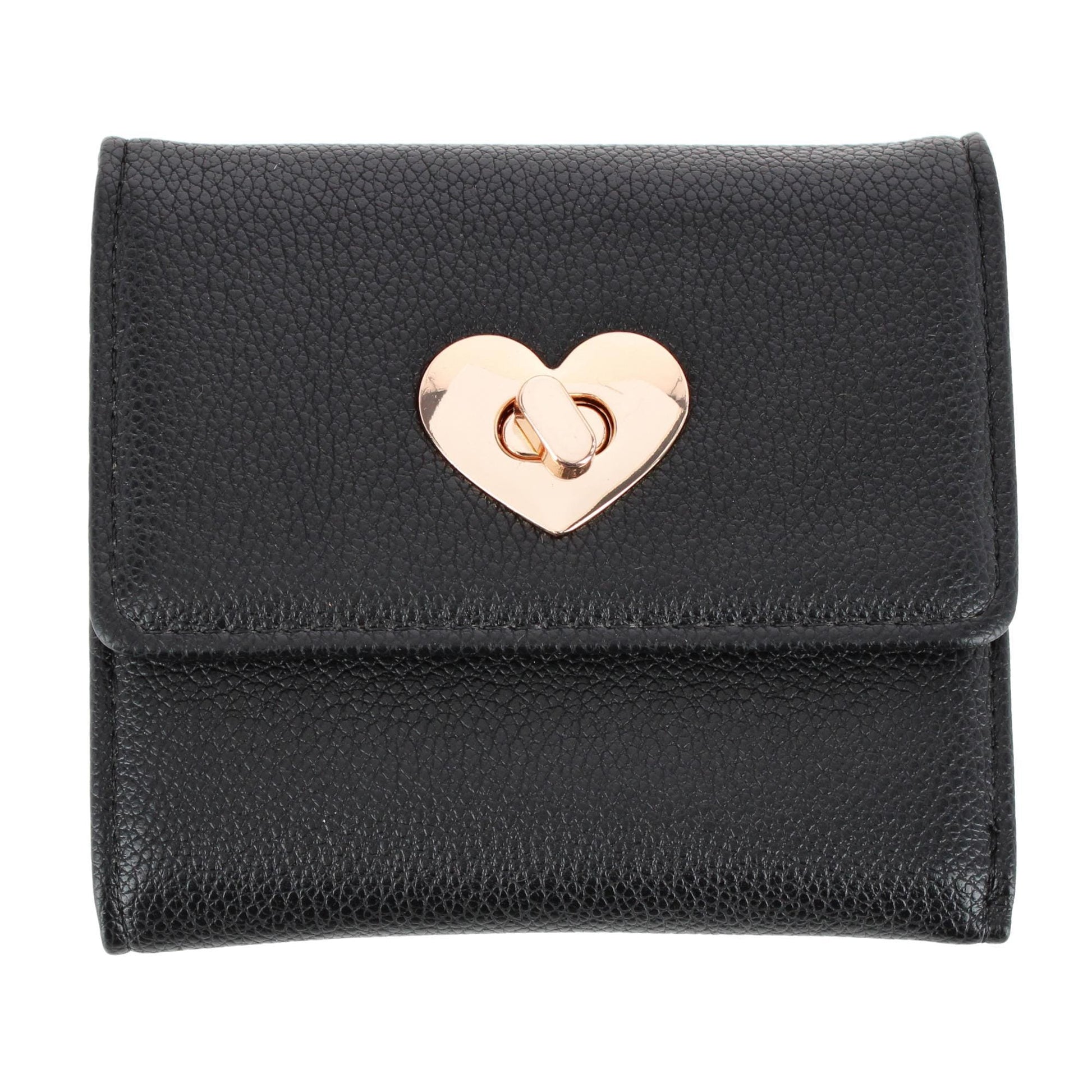 CTM® Women's Premium Faux Leather Tri-Fold Mini Wallet - Black