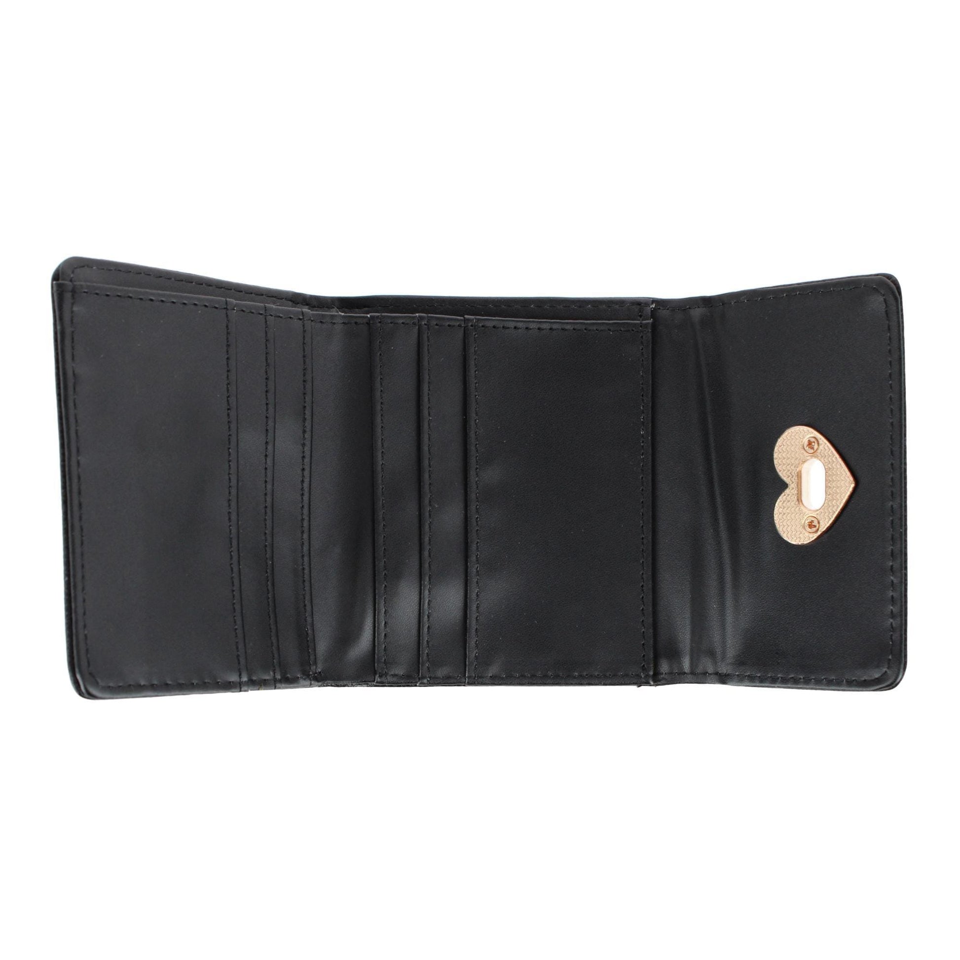 CTM® Women's Premium Faux Leather Tri-Fold Mini Wallet - Black