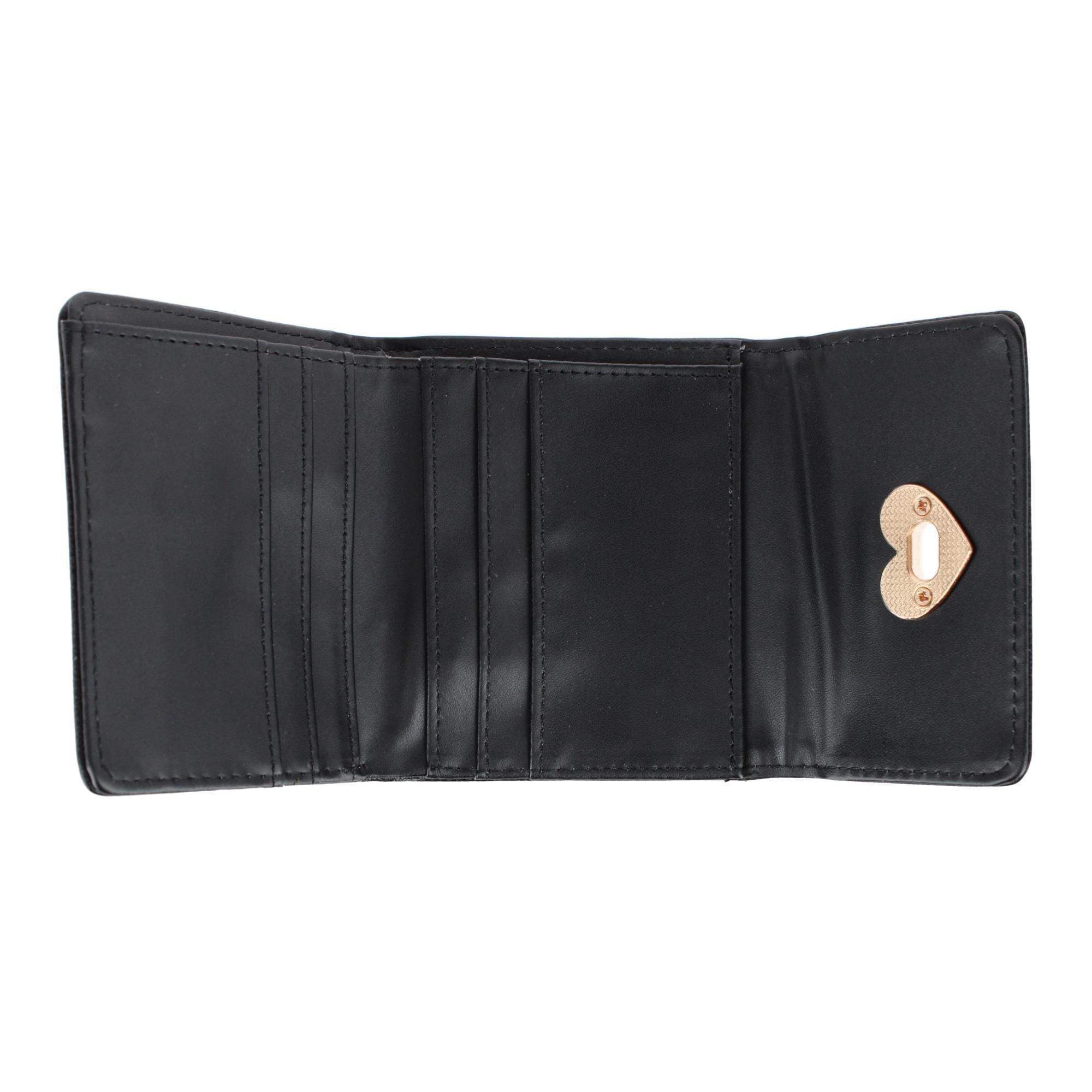 CTM® Women's Premium Faux Leather Tri-Fold Mini Wallet - Black