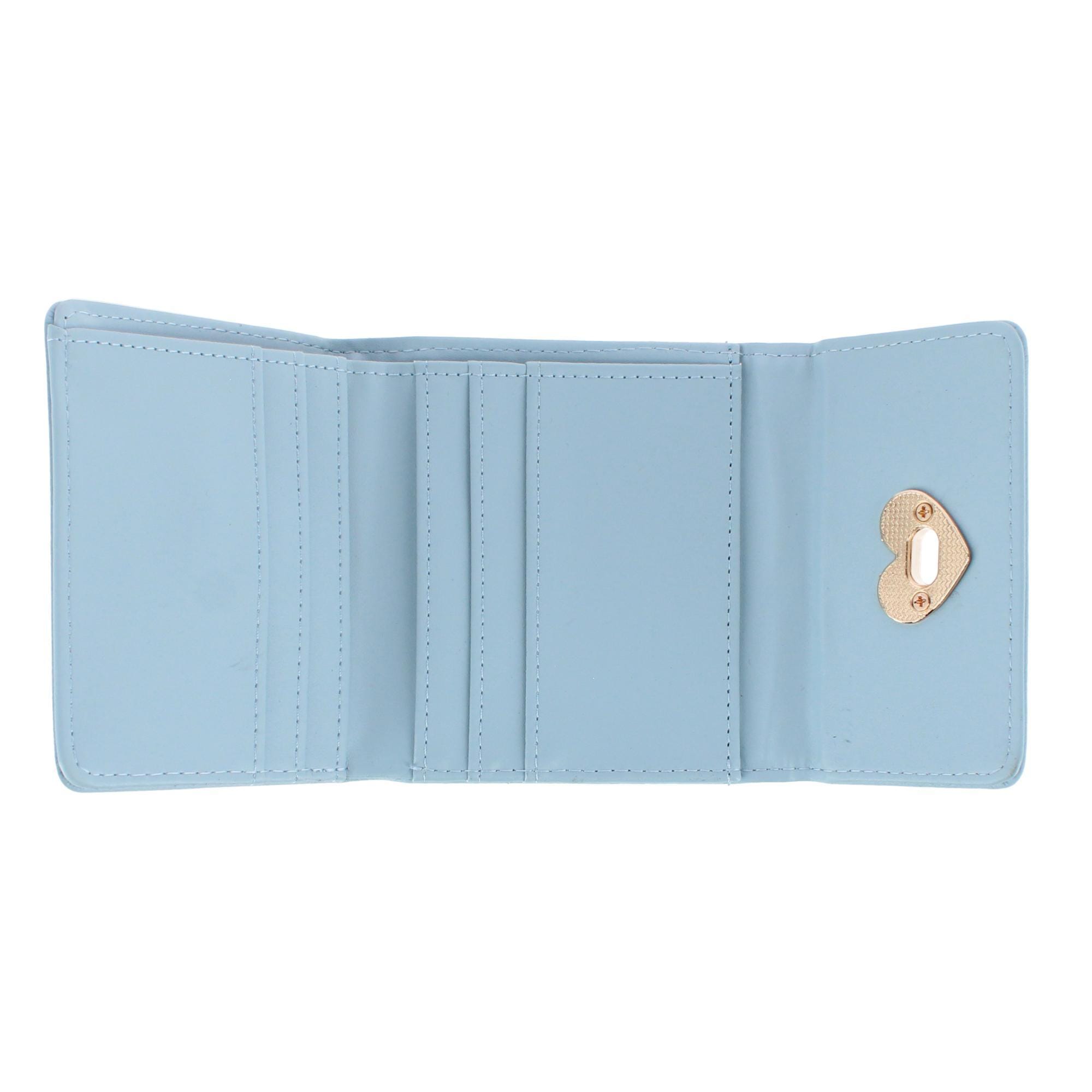 CTM® Women's Premium Faux Leather Tri-Fold Mini Wallet - Light Blue