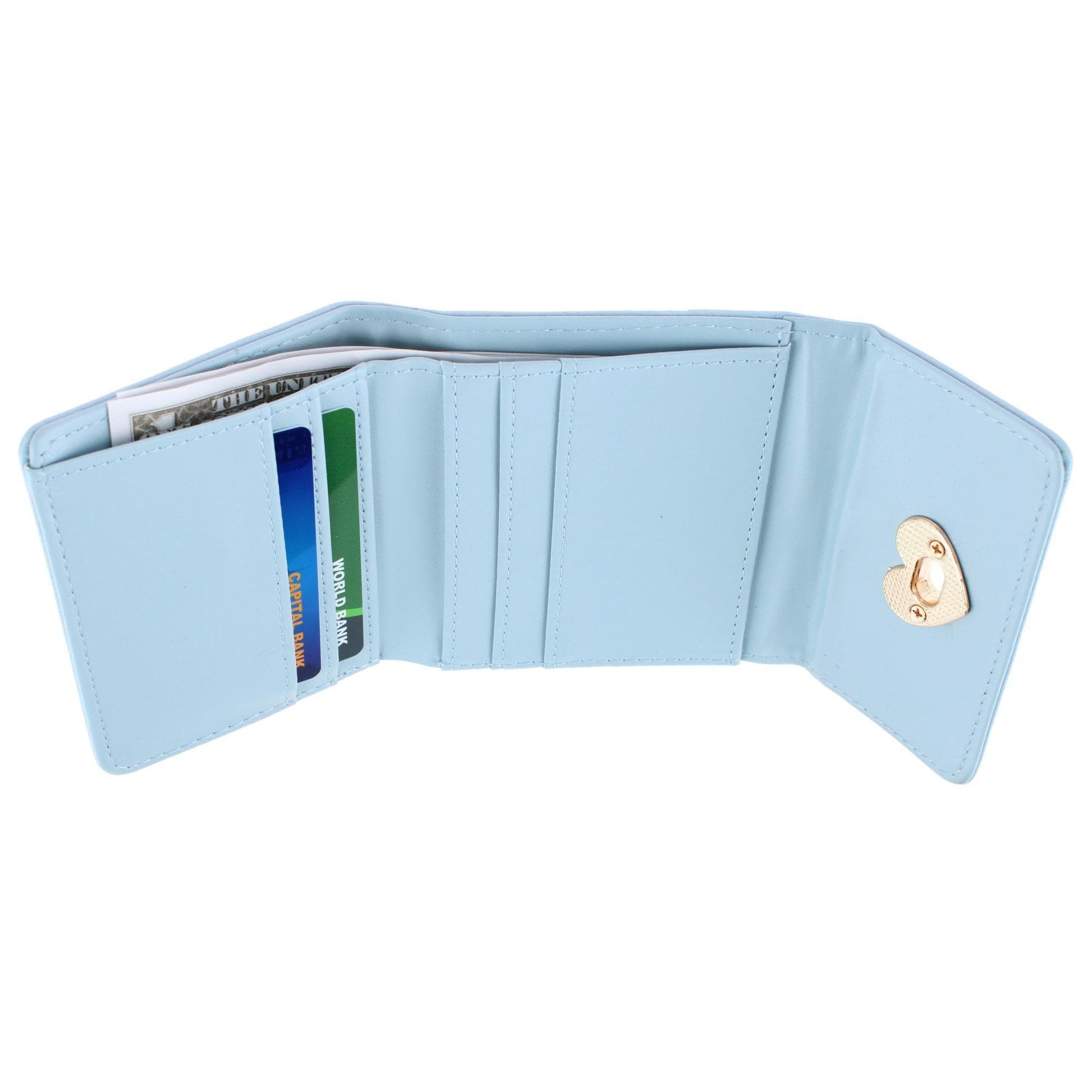 CTM® Women's Premium Faux Leather Tri-Fold Mini Wallet - Light Blue
