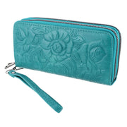 Women's Premium Faux Leather Zip Around Organizer Wristlet Wallet