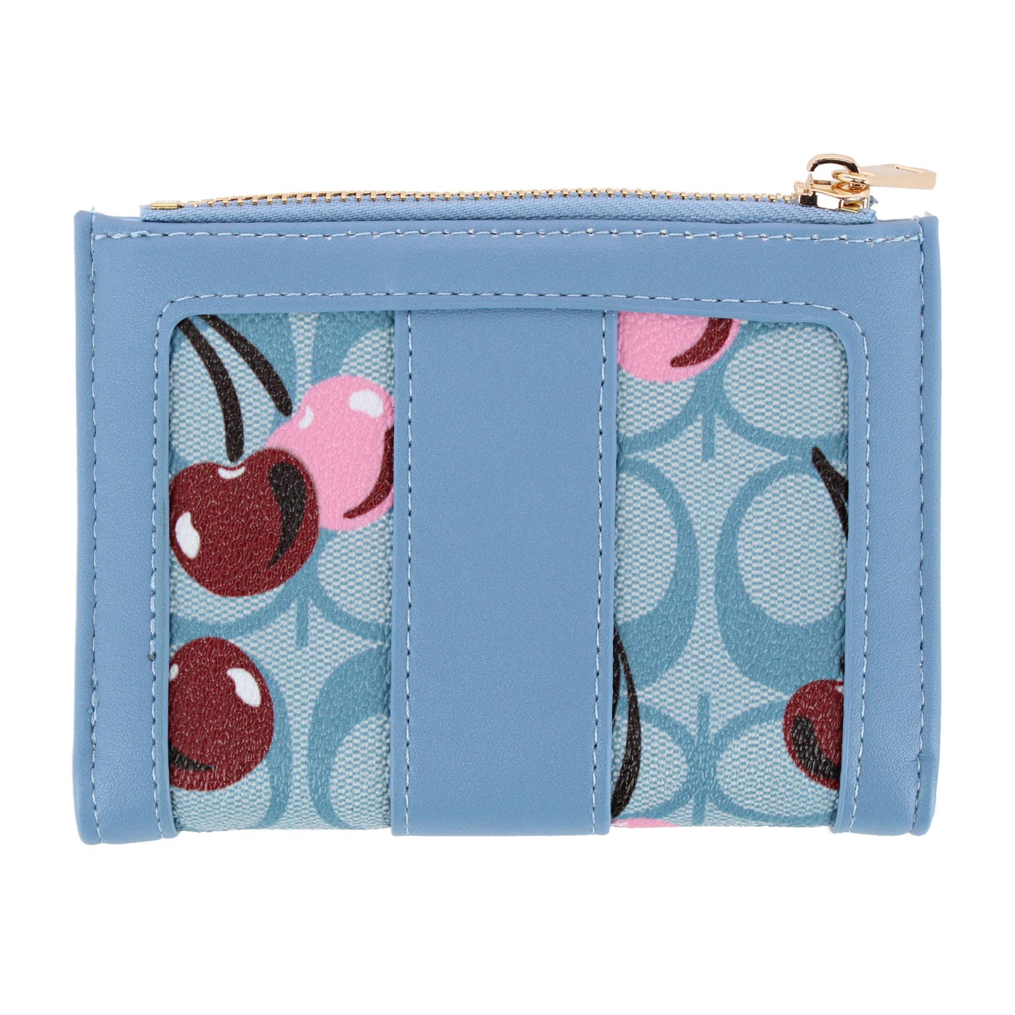 CTM® Women's Premium Faux Leather Sporty Mini Coin and Card Case - Light Blue