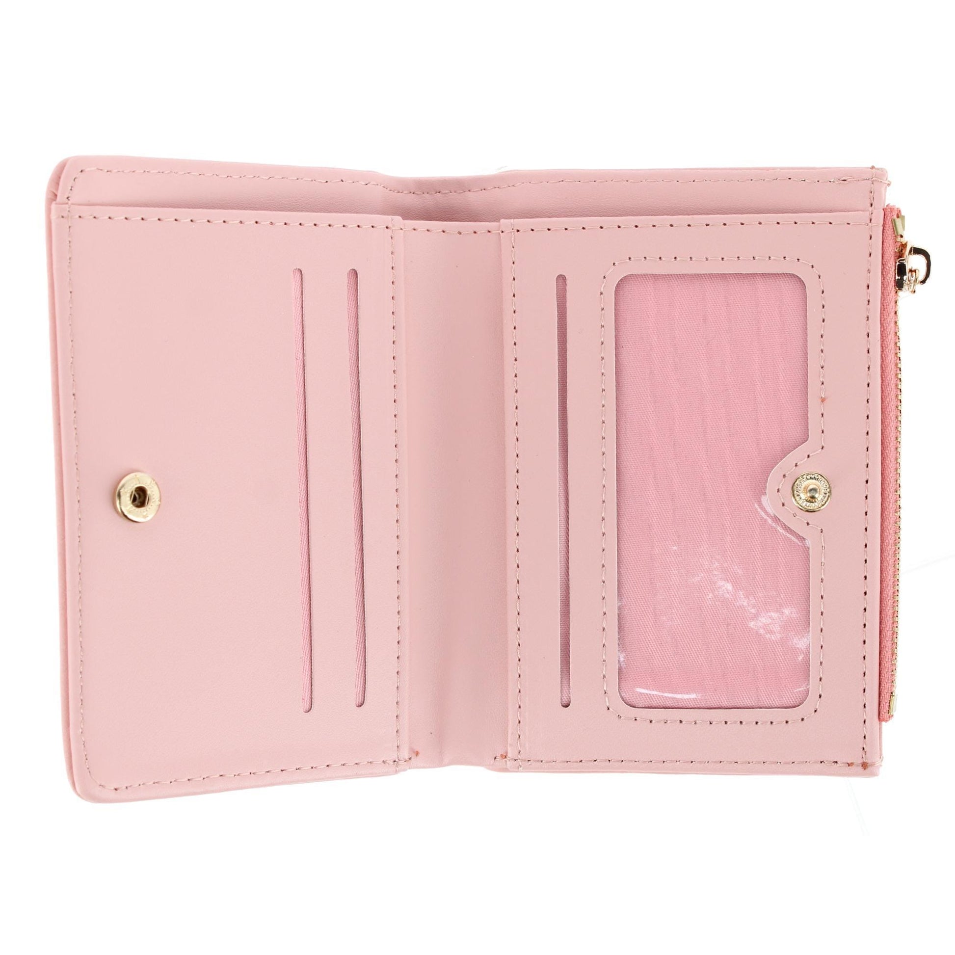 CTM® Women's Premium Faux Leather Sporty Mini Coin and Card Case - Pink