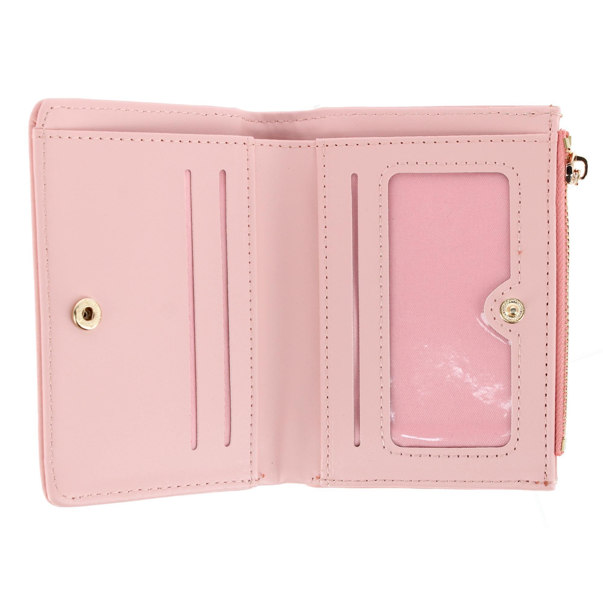 CTM® Women's Premium Faux Leather Sporty Mini Coin and Card Case - Pink