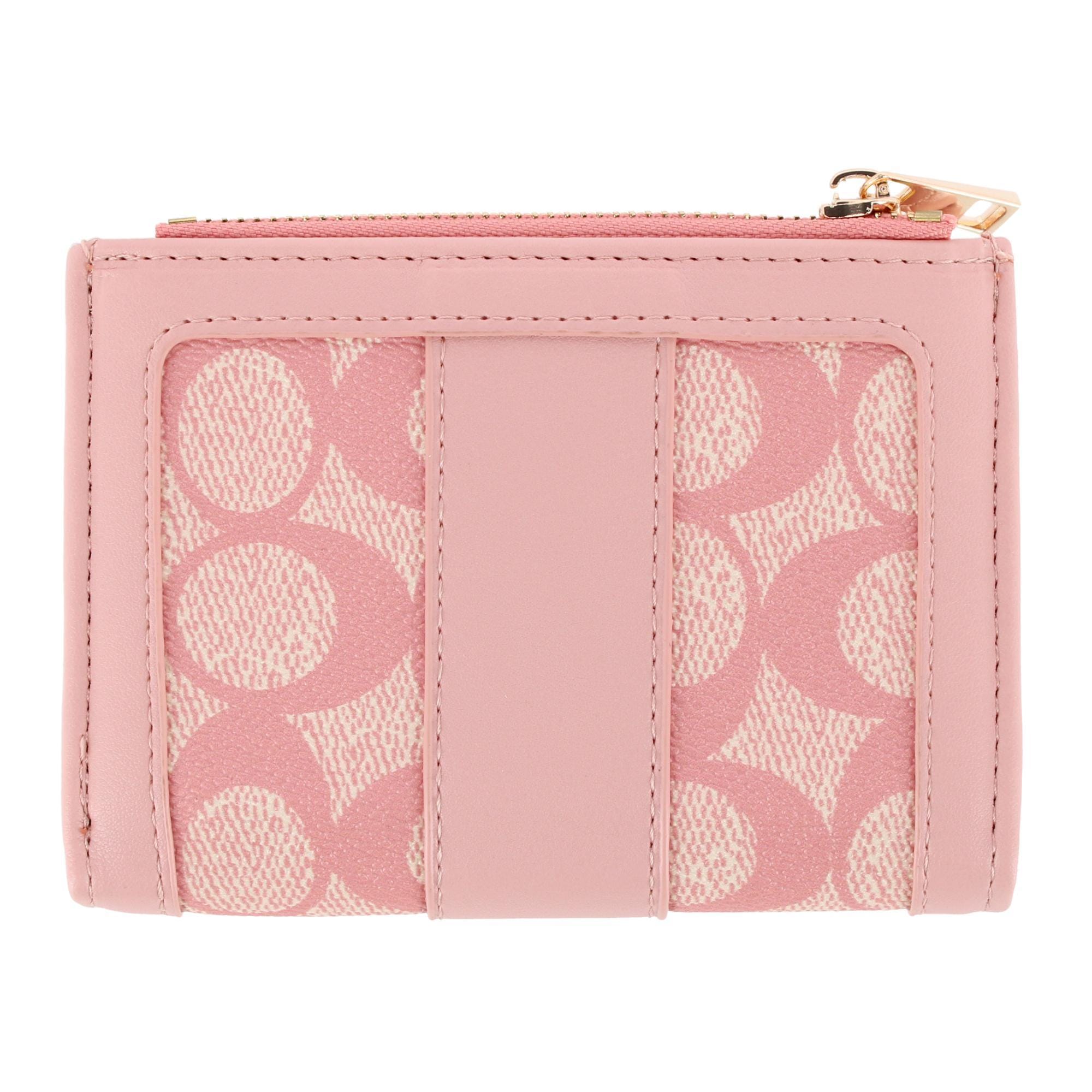 CTM® Women's Premium Faux Leather Sporty Mini Coin and Card Case - Pink