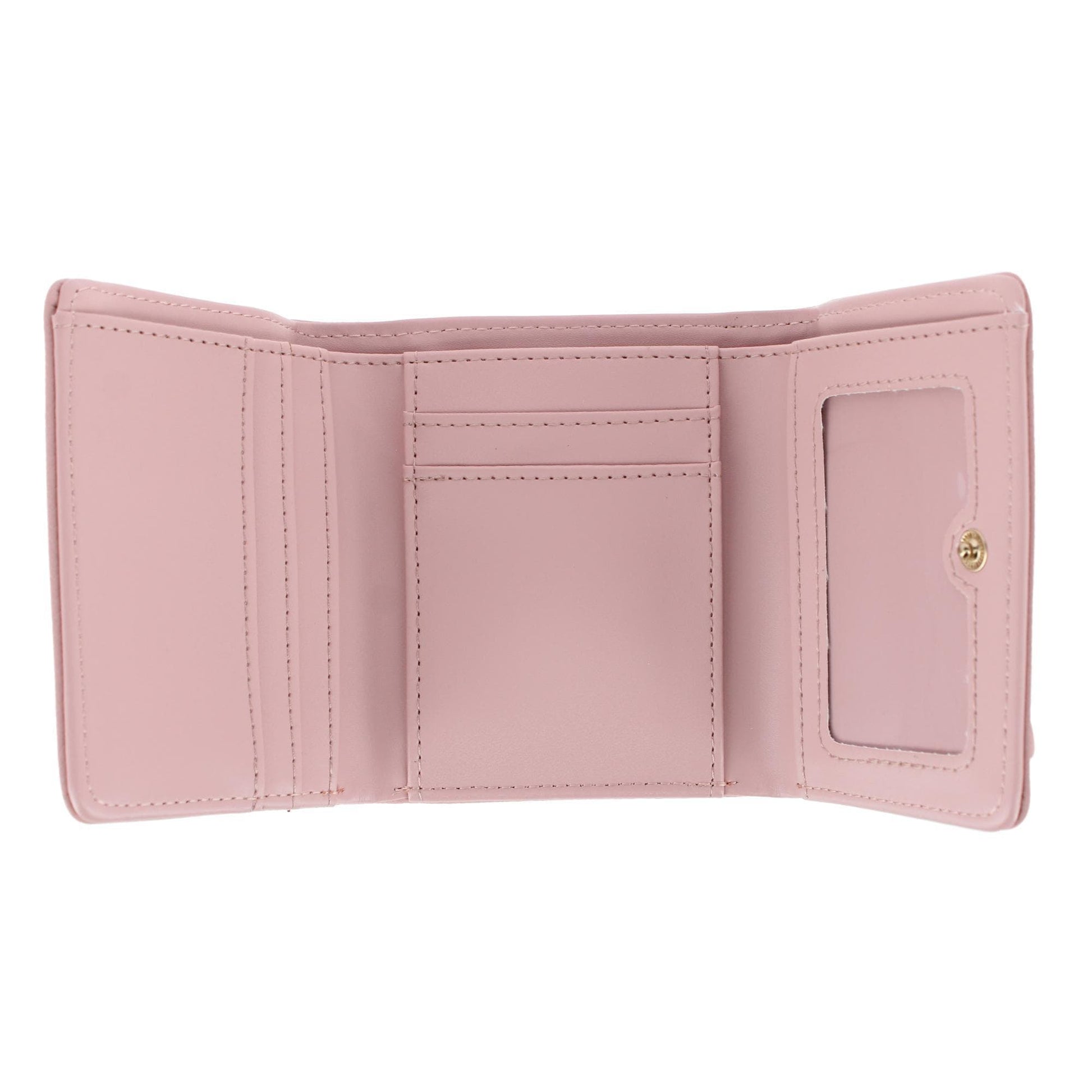 CTM® Women's Premium Faux Leather Bow Accent Tri-Fold Wallet - Pink with Pink Bow