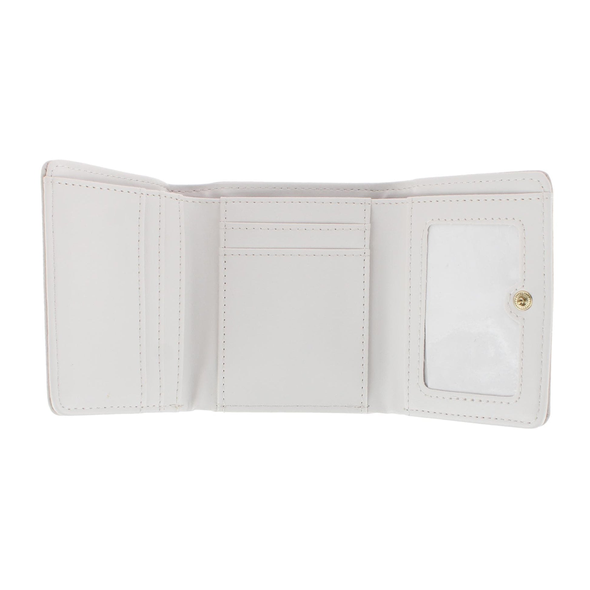 CTM® Women's Premium Faux Leather Bow Accent Tri-Fold Wallet - White with Pink Bow