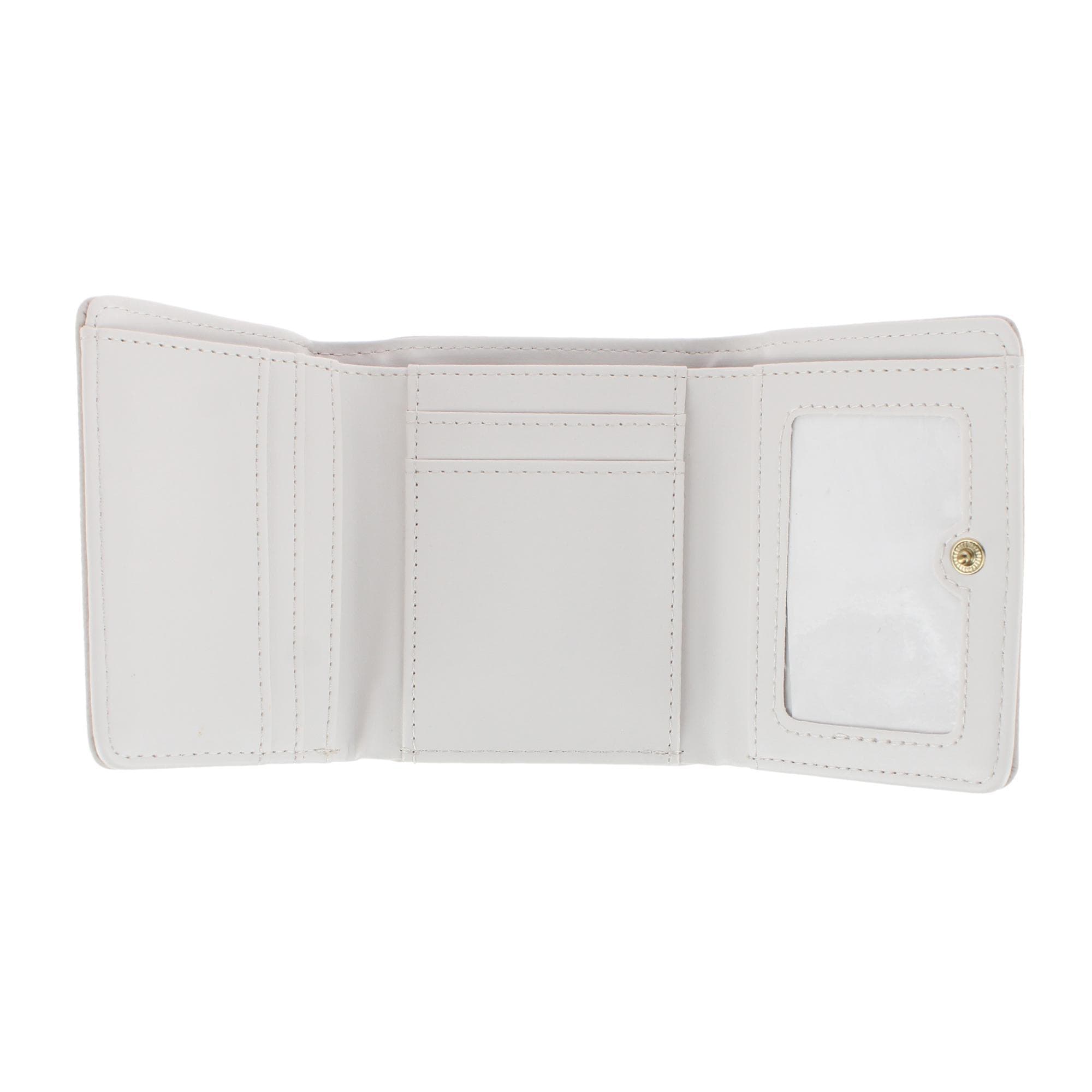 CTM® Women's Premium Faux Leather Bow Accent Tri-Fold Wallet - White with Pink Bow