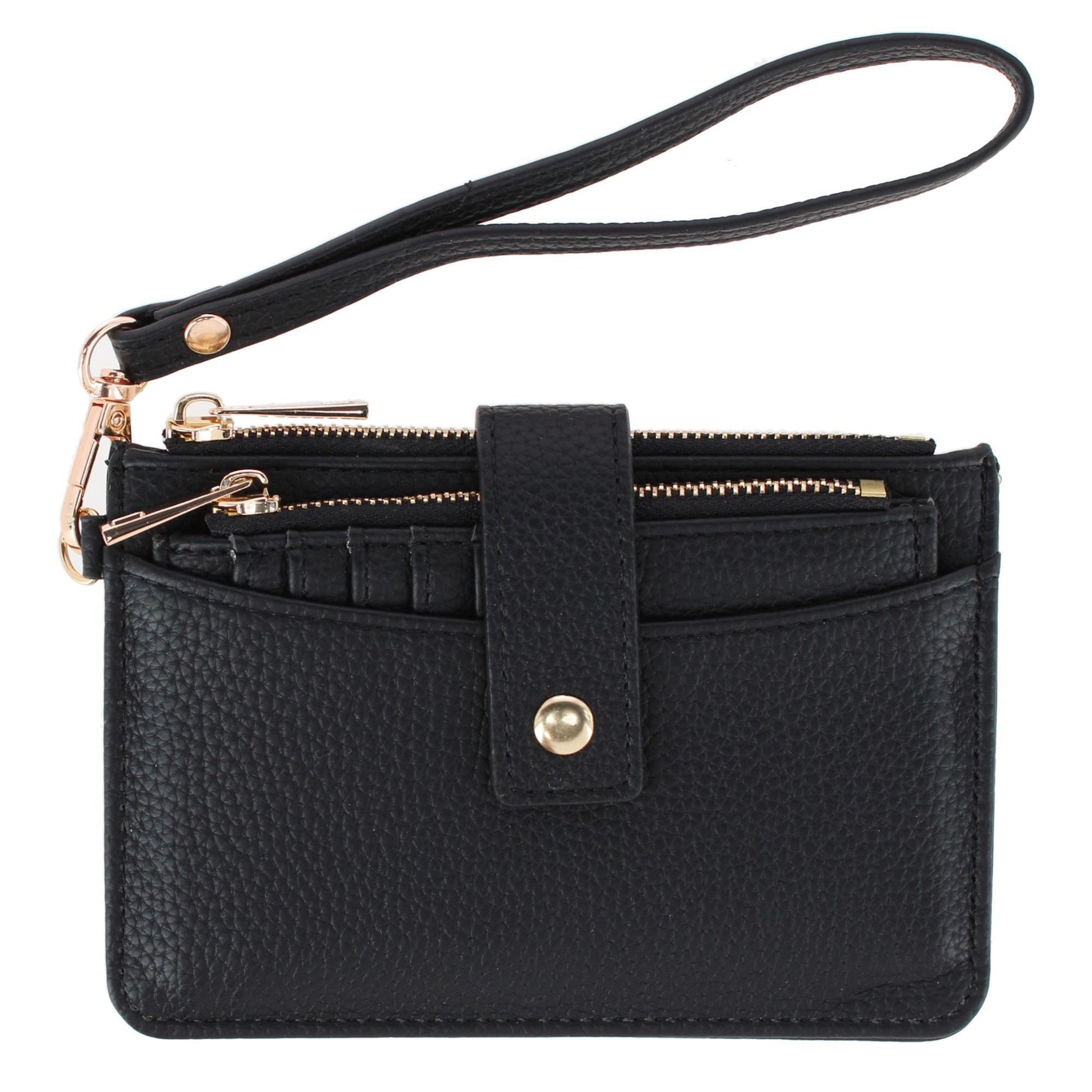 CTM® Women's Premium Faux Leather Solid Color Card Case Wristlet