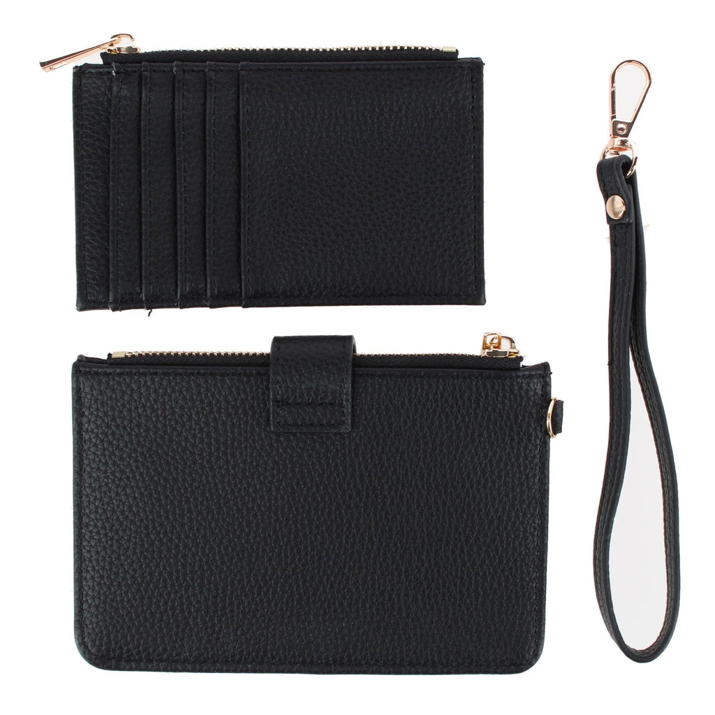 Women's Premium Faux Leather Solid Color Card Case Wristlet by CTM