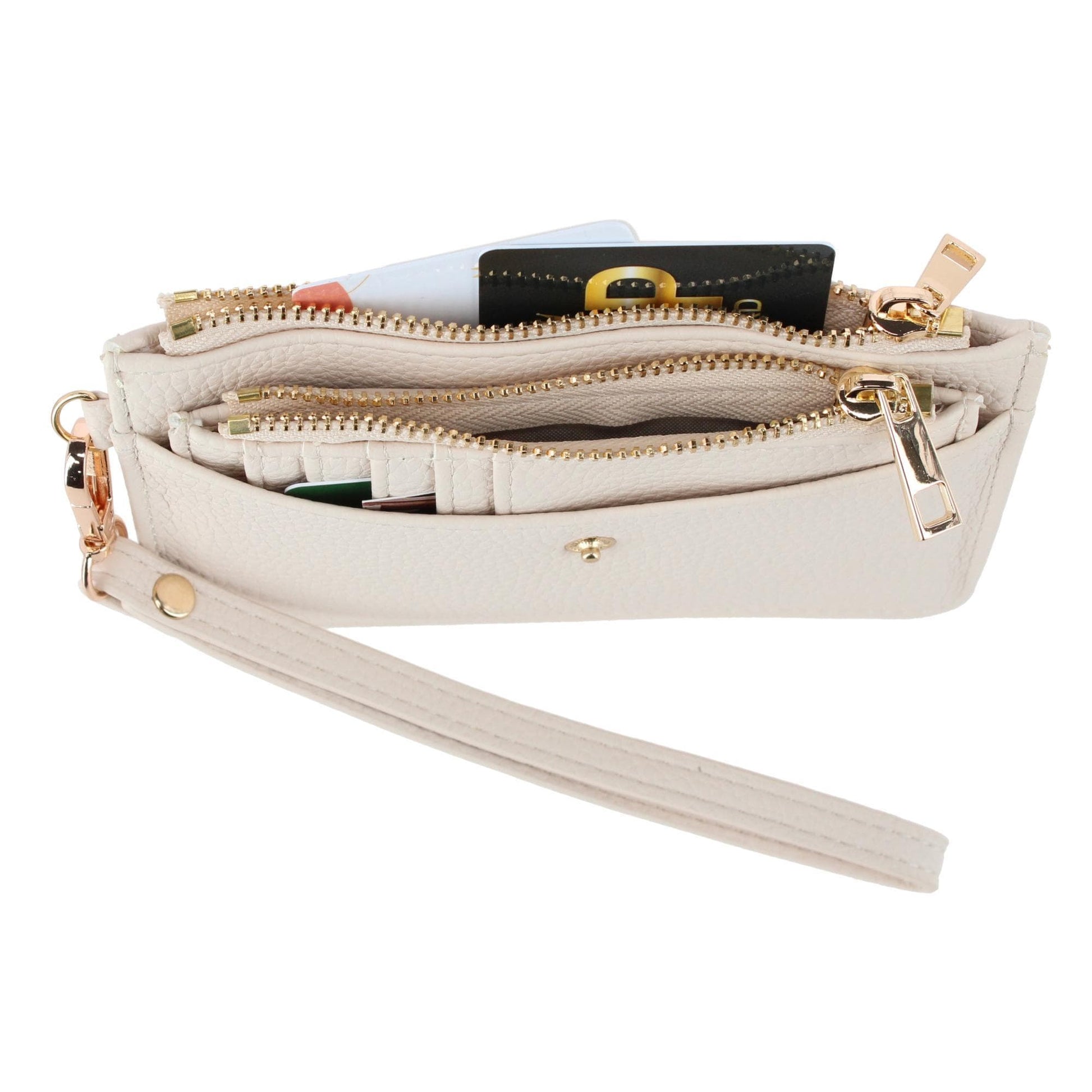 CTM® Women's Premium Faux Leather Solid Color Card Case Wristlet - White