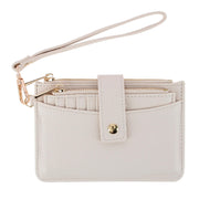 Women's Premium Faux Leather Solid Color Card Case Wristlet