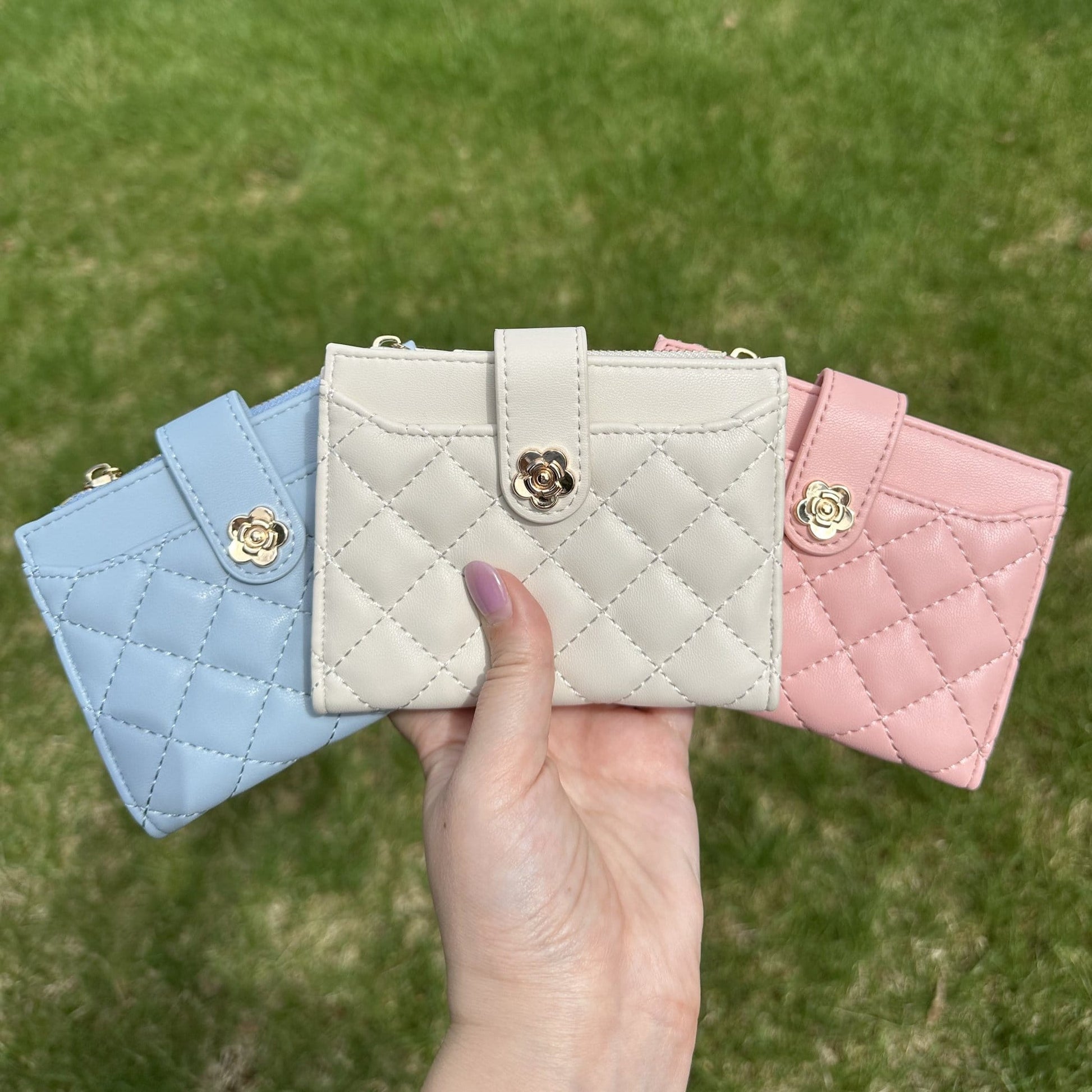 CTM® Women's Premium Faux Leather Quilt Quality Bi-Fold Wallet - Pink