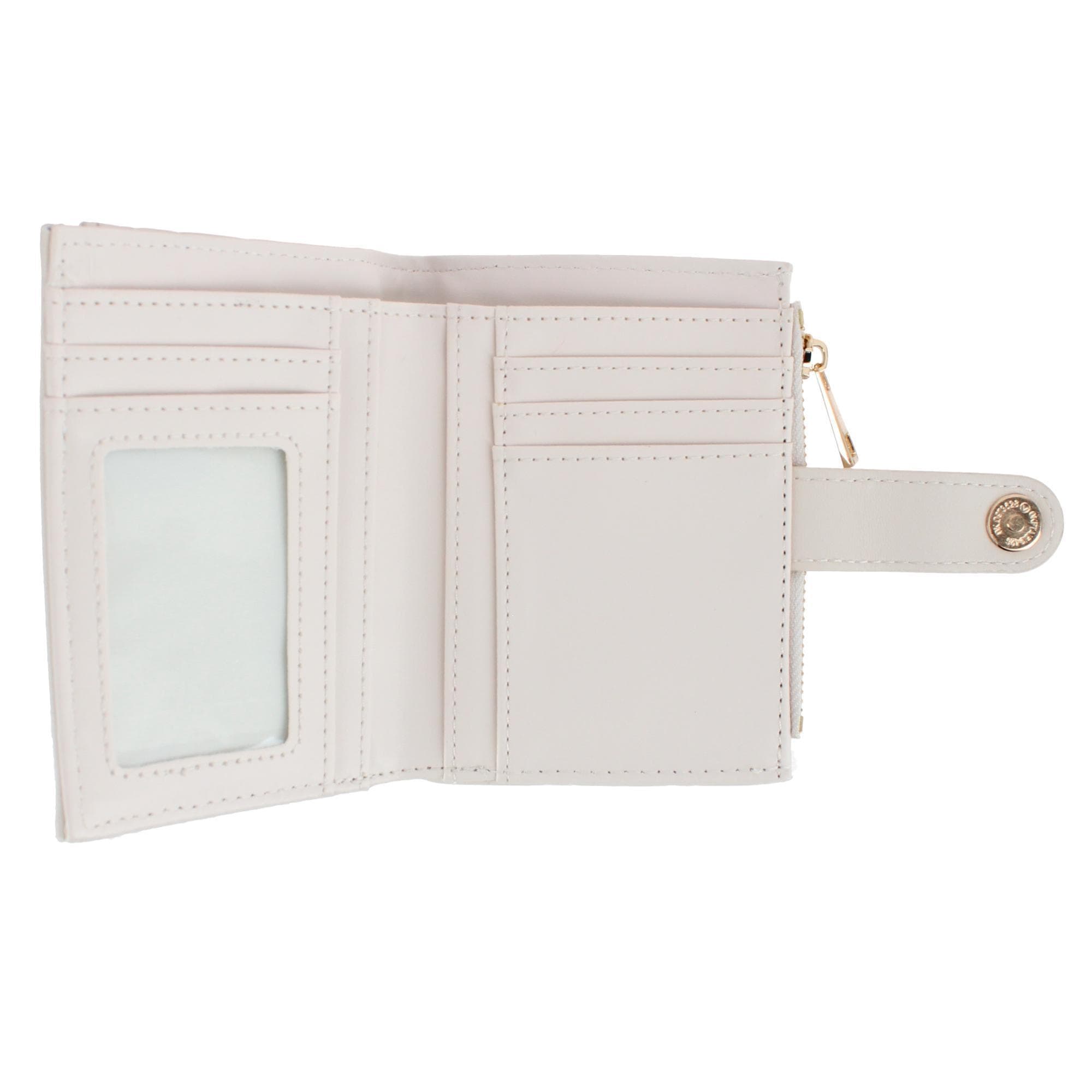 CTM® Women's Premium Faux Leather Quilt Quality Bi-Fold Wallet - White
