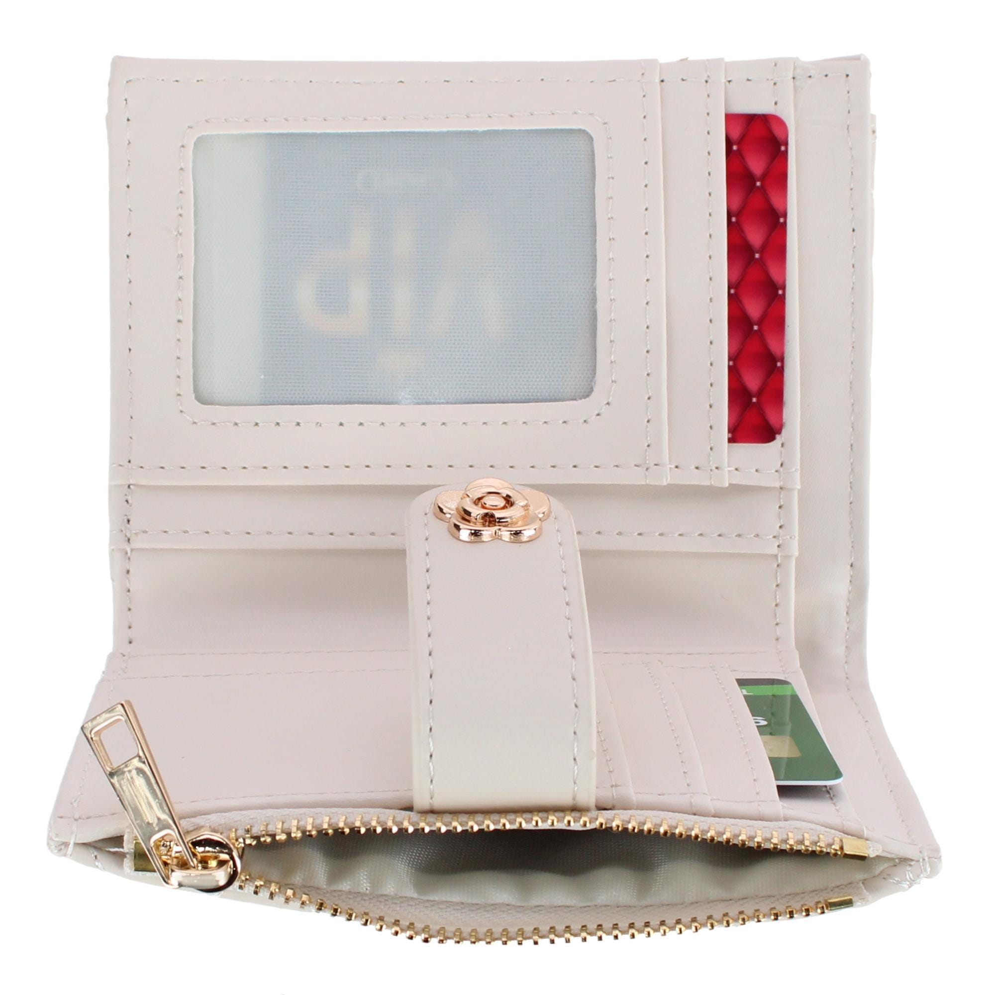 CTM® Women's Premium Faux Leather Quilt Quality Bi-Fold Wallet - White
