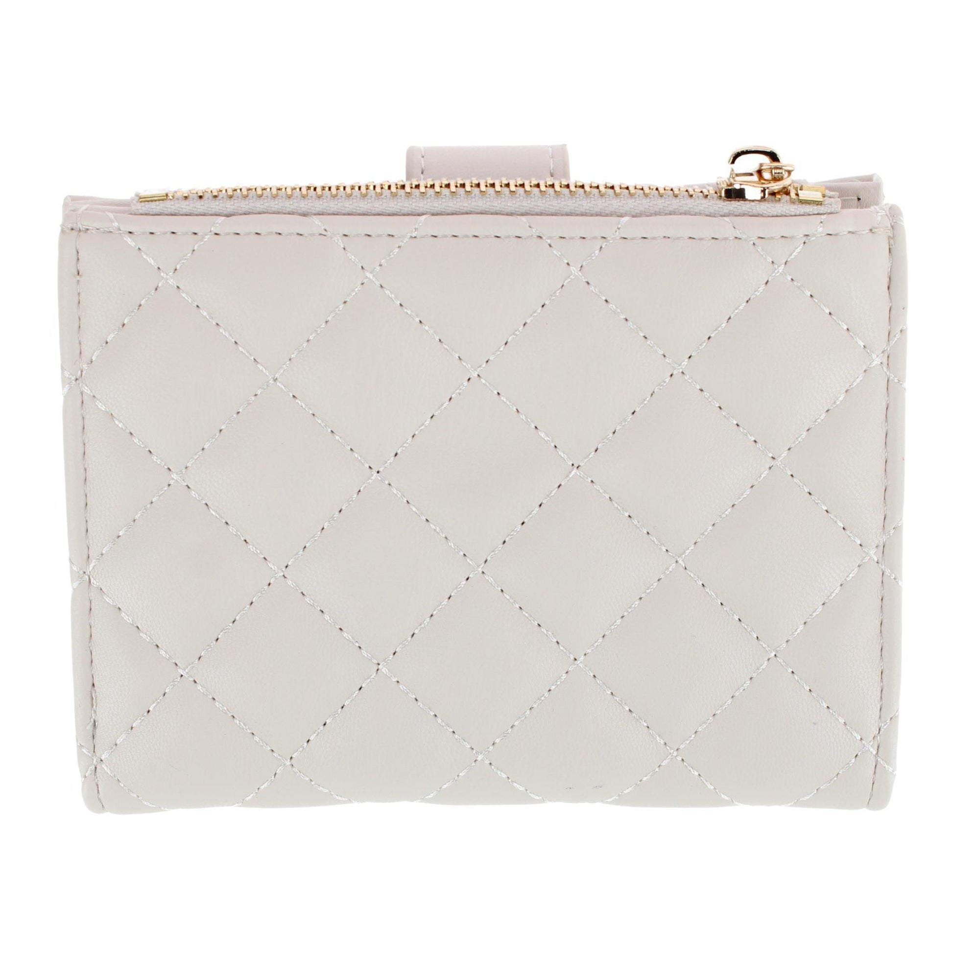 CTM® Women's Premium Faux Leather Quilt Quality Bi-Fold Wallet - White