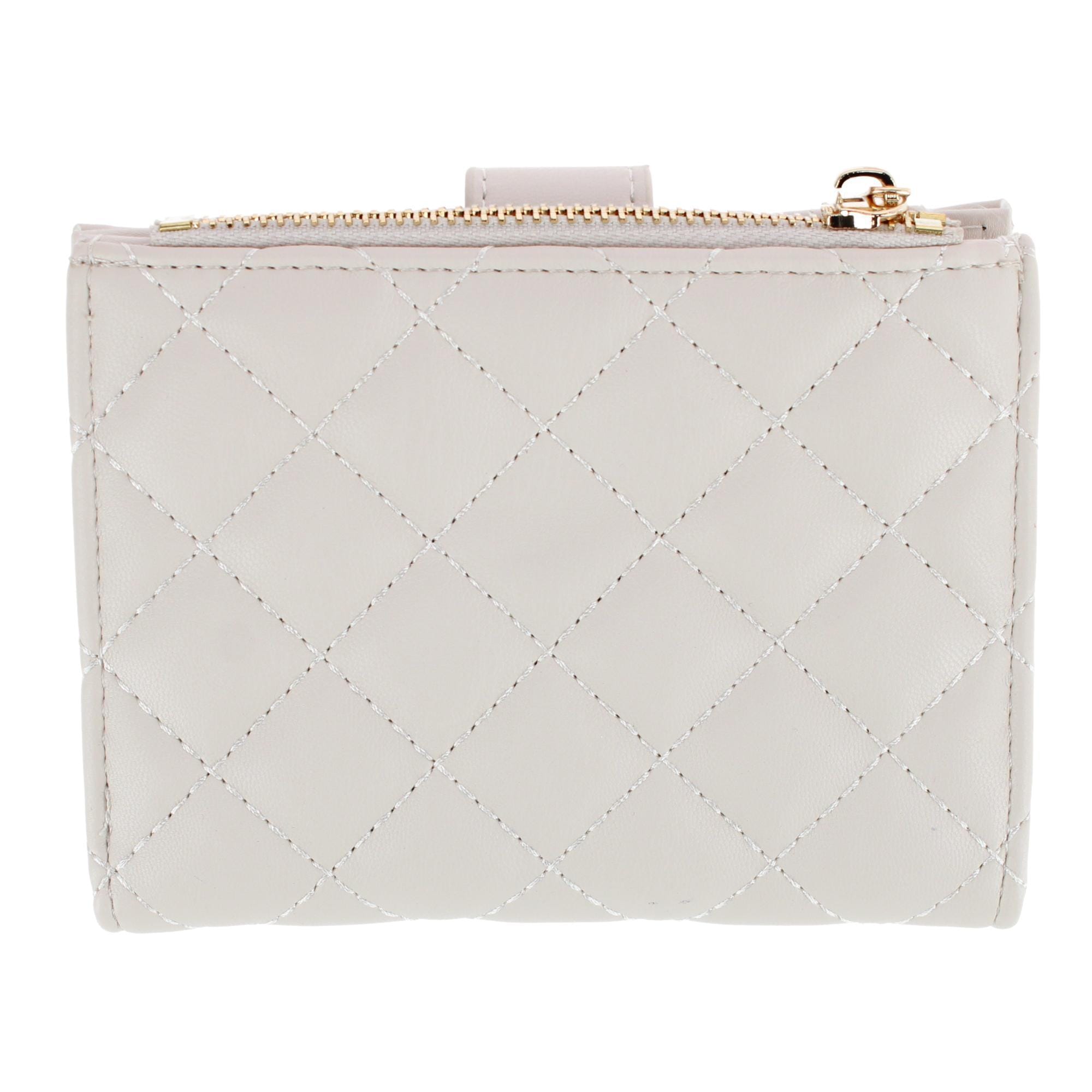 CTM® Women's Premium Faux Leather Quilt Quality Bi-Fold Wallet - White